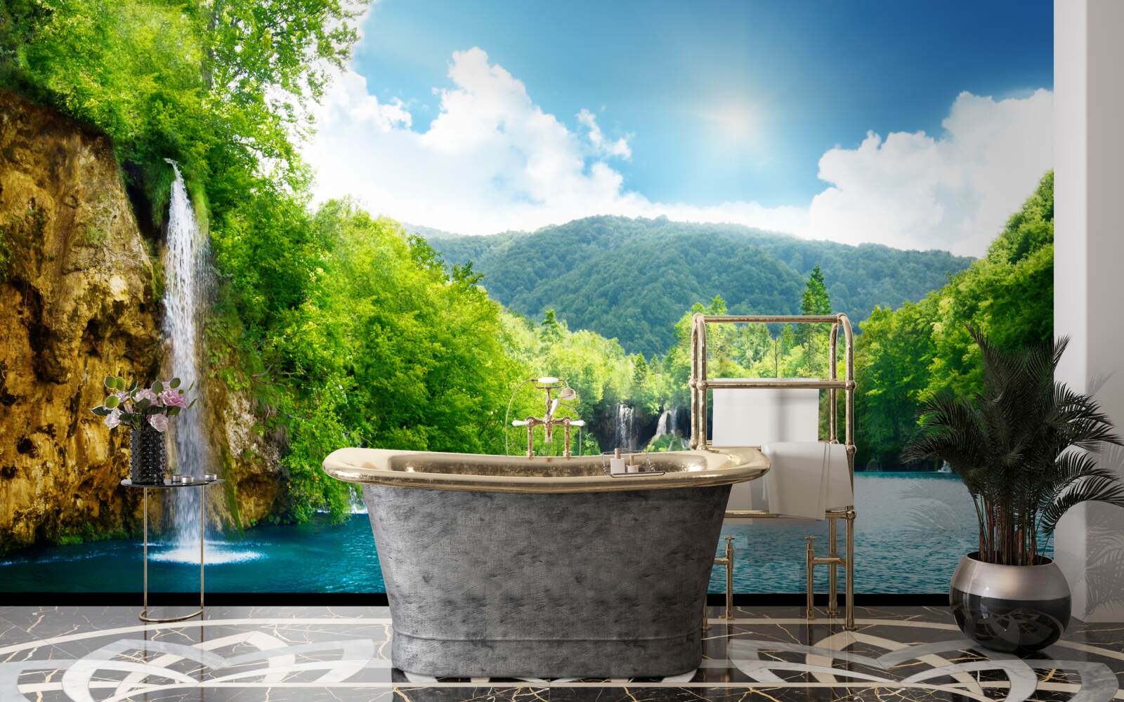 Fototapeta vodopád v srdci hustého horského lesa