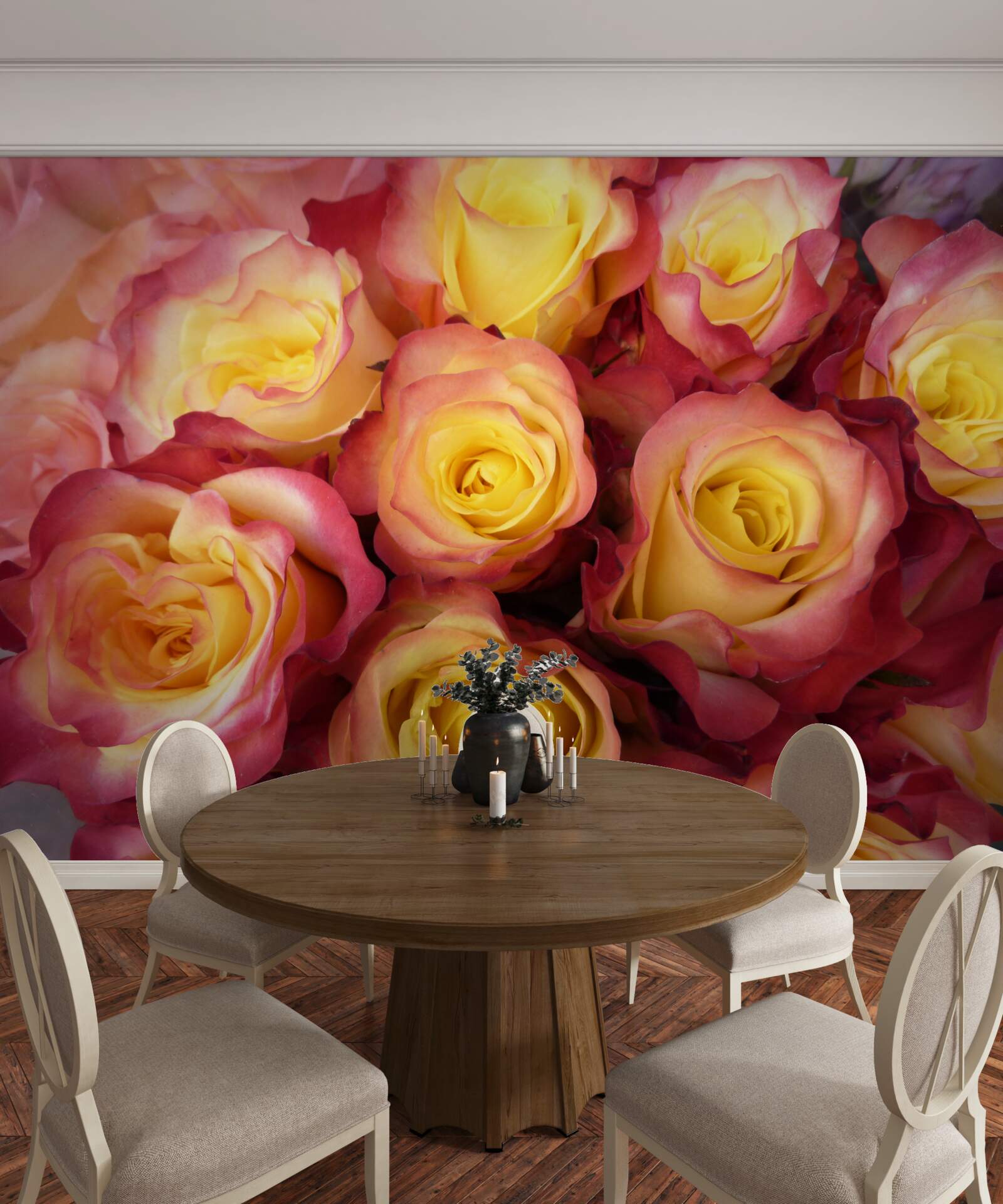 Fototapeta ružové tulipány so žltým stredom