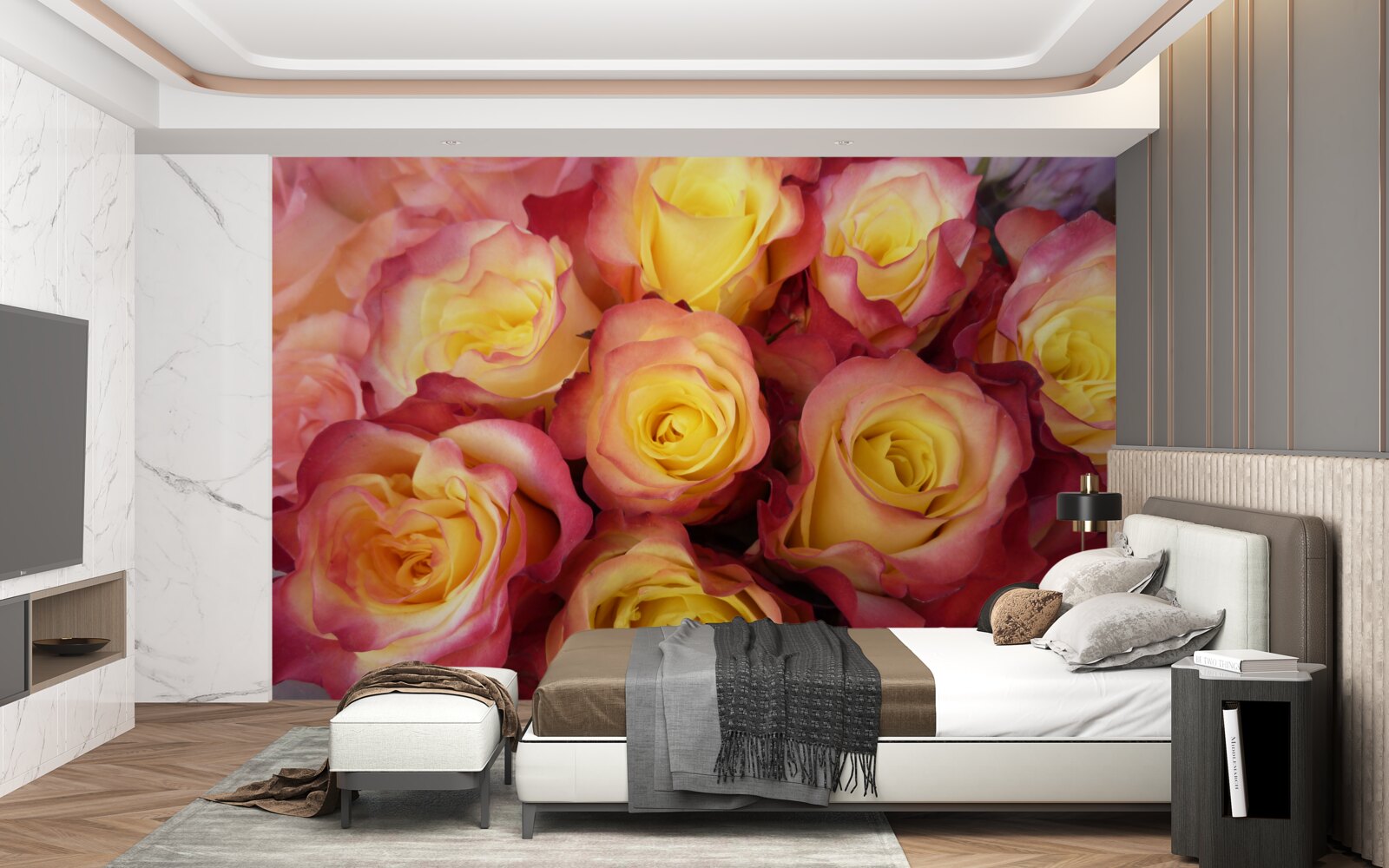 Fototapeta ružové tulipány so žltým stredom