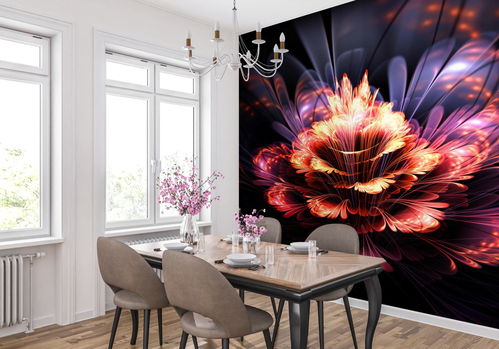 Fototapeta lotos s červenými listami