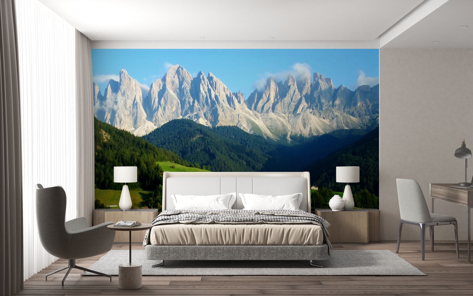 Fototapeta dedina na čistinke na úpätí hôr