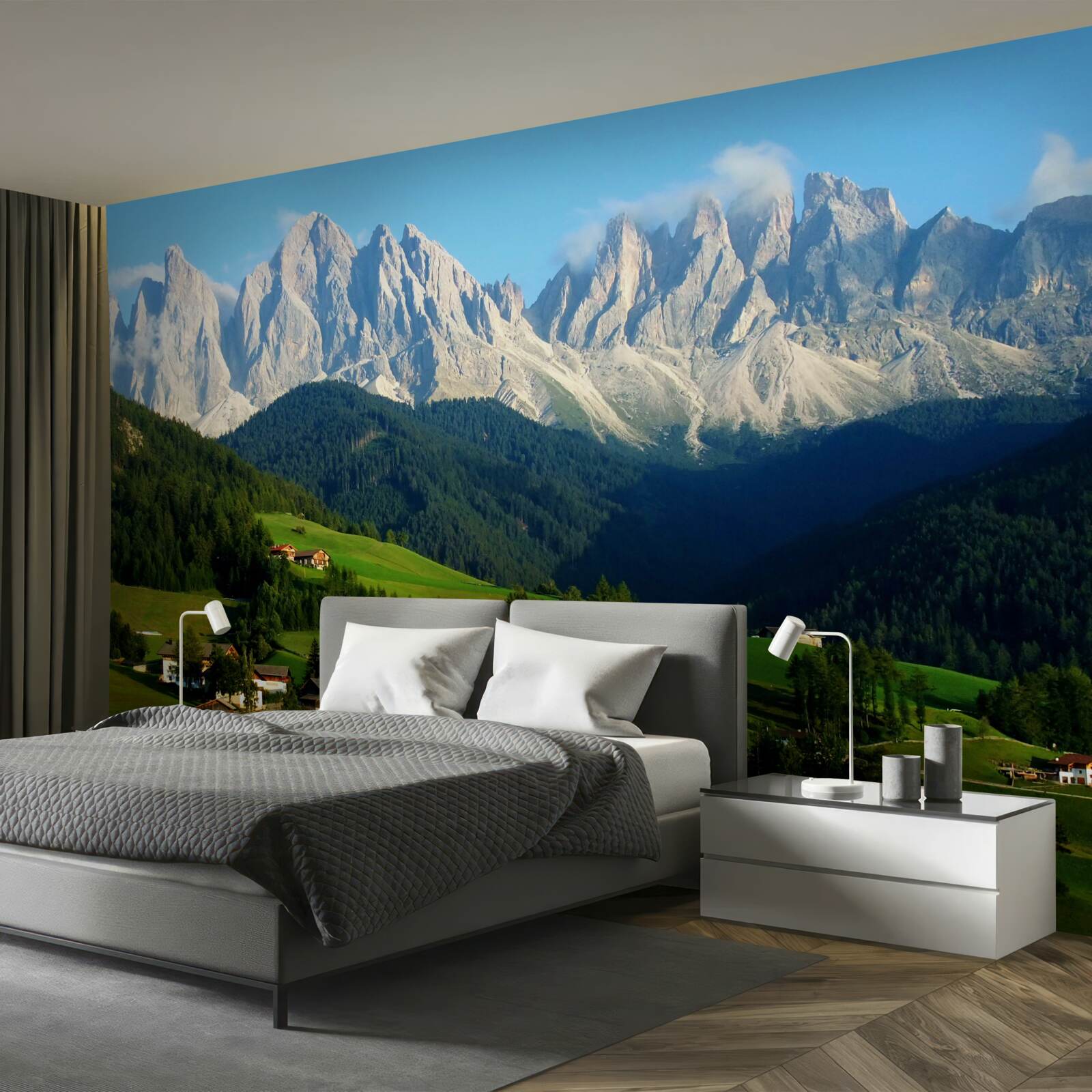 Fototapeta dedina na čistinke na úpätí hôr