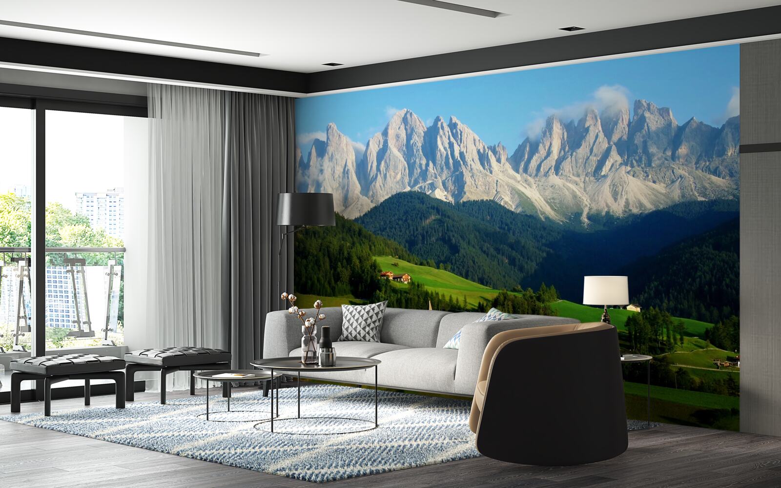 Fototapeta dedina na čistinke na úpätí hôr