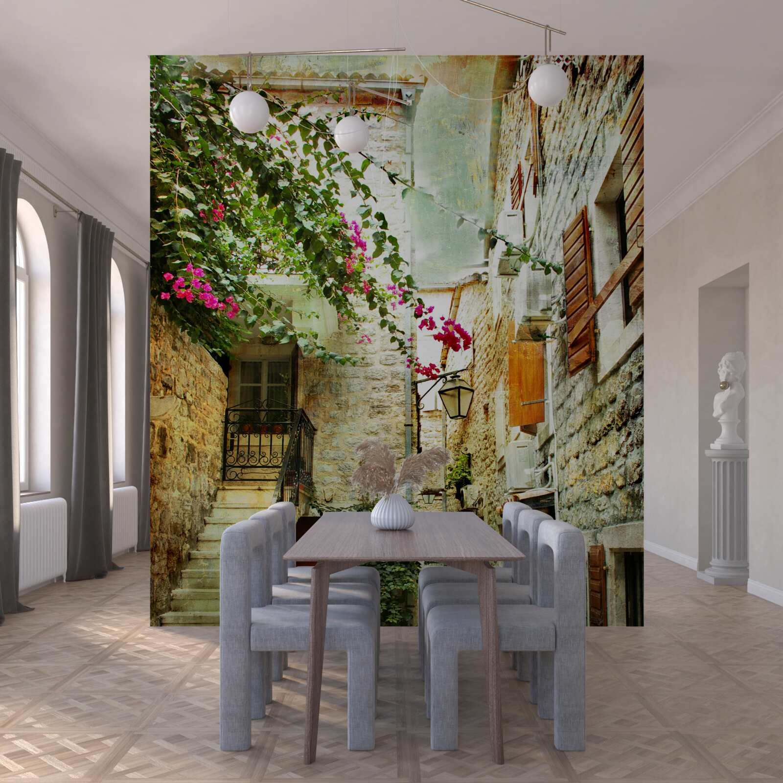 Fototapeta akvarel zobrazujúci starú ulicu