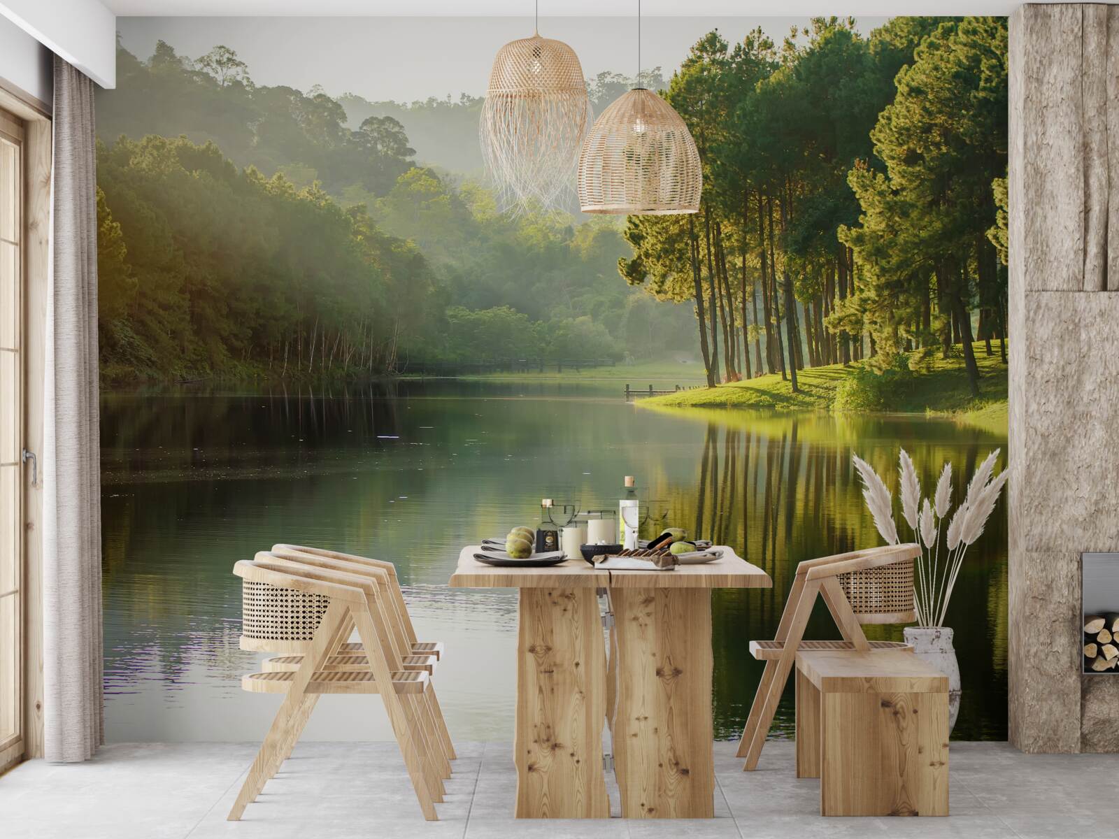 Fototapeta ranná hmla sa šíri po lese