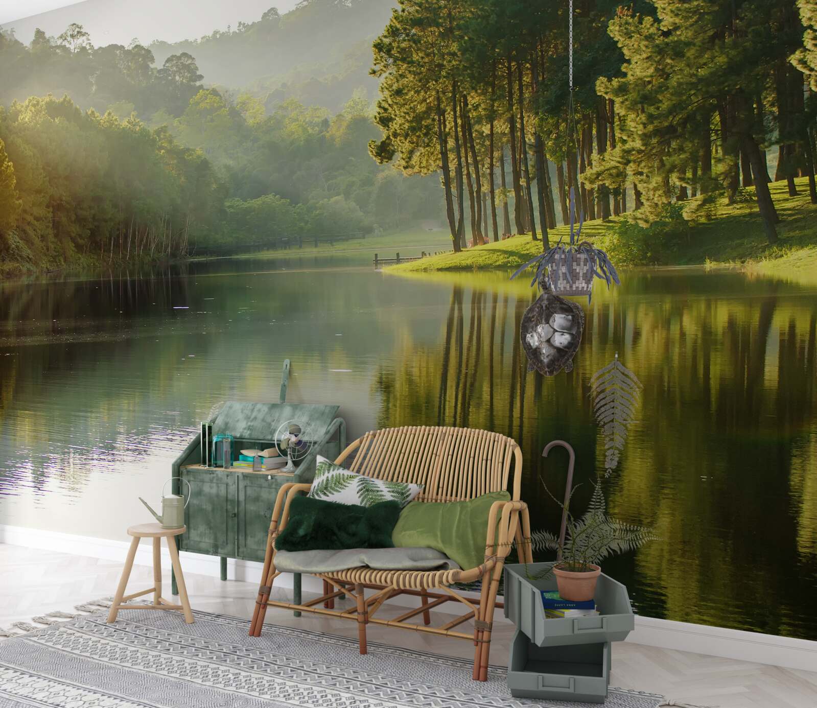 Fototapeta ranná hmla sa šíri po lese