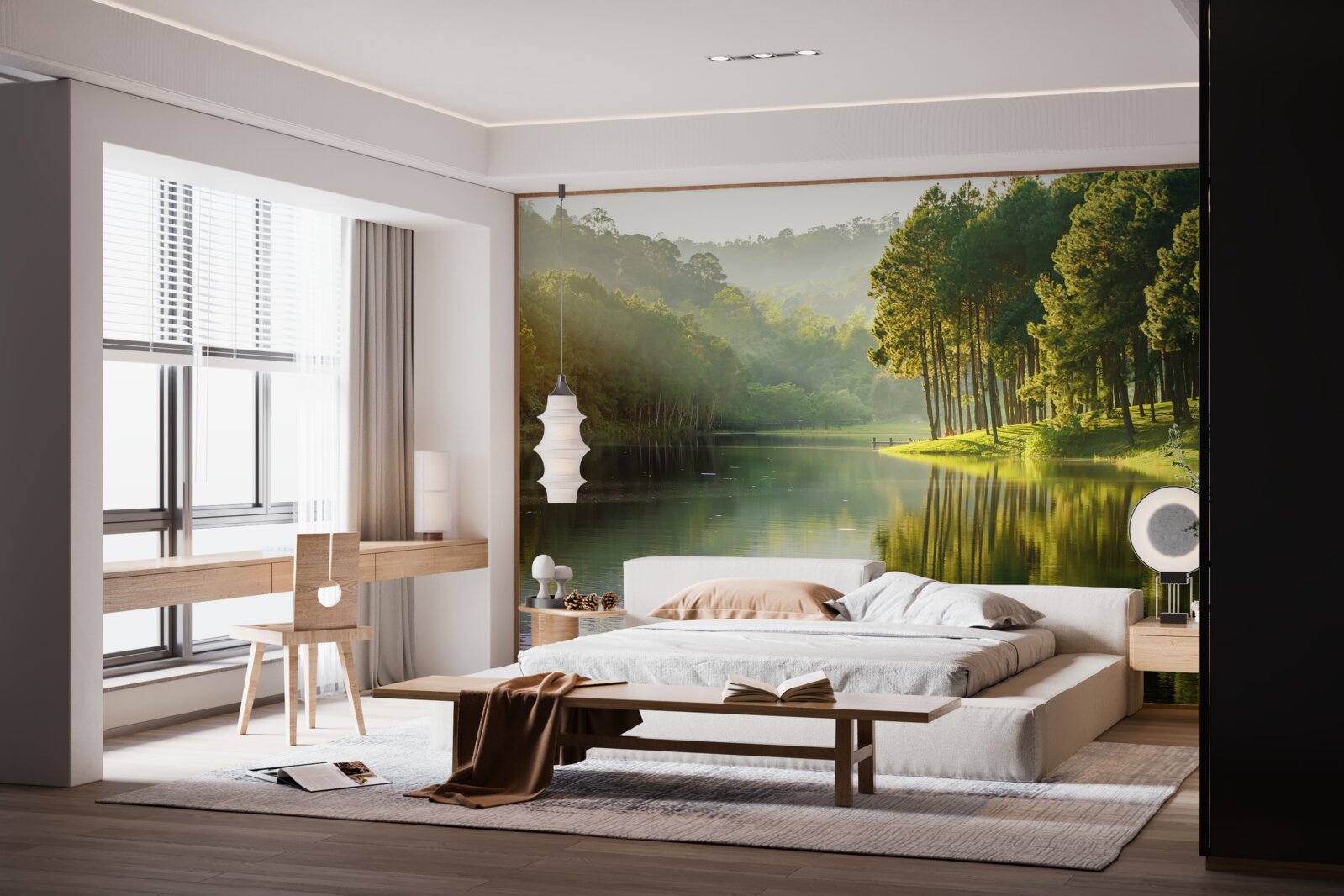 Fototapeta ranná hmla sa šíri po lese