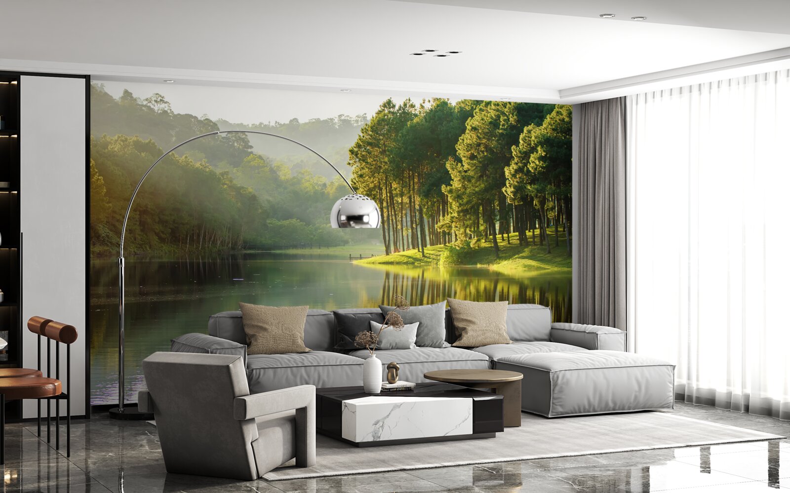 Fototapeta ranná hmla sa šíri po lese