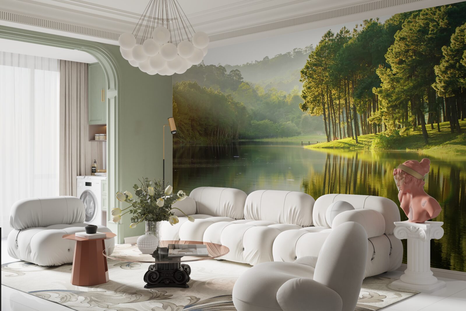 Fototapeta ranná hmla sa šíri po lese