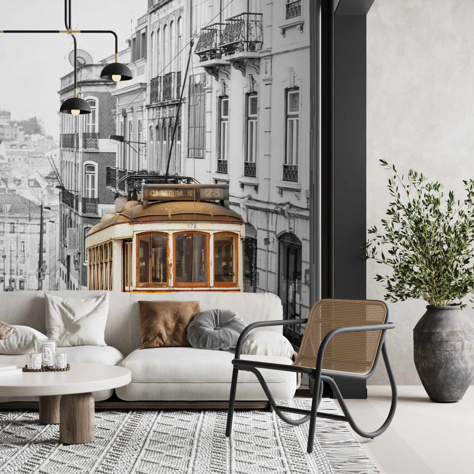 Fototapeta Žltá električka v kopcoch San Francisca