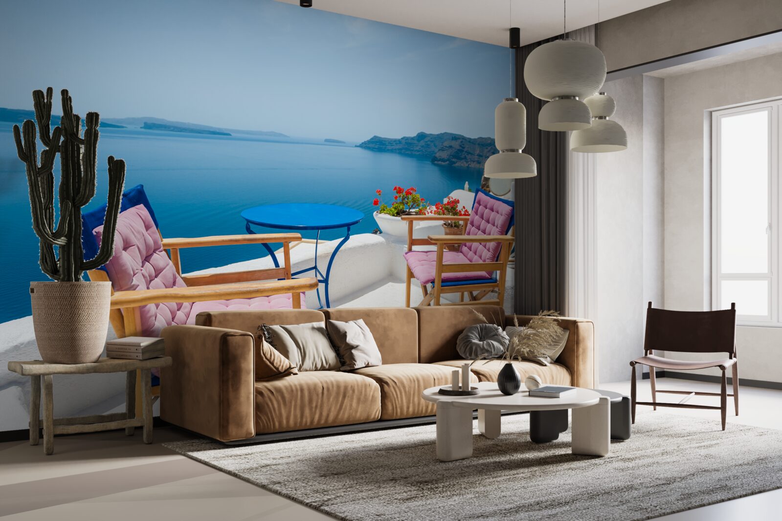 Fototapeta strešná kaviareň pri pobreží v Grécku