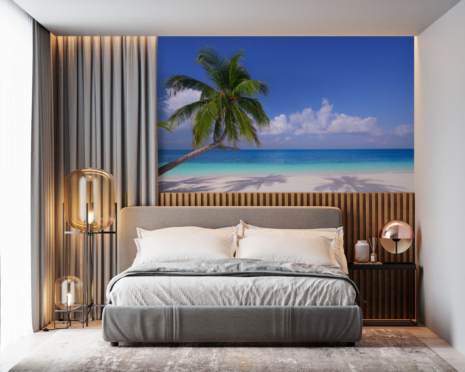 Fototapeta palma na idylickom pobreží