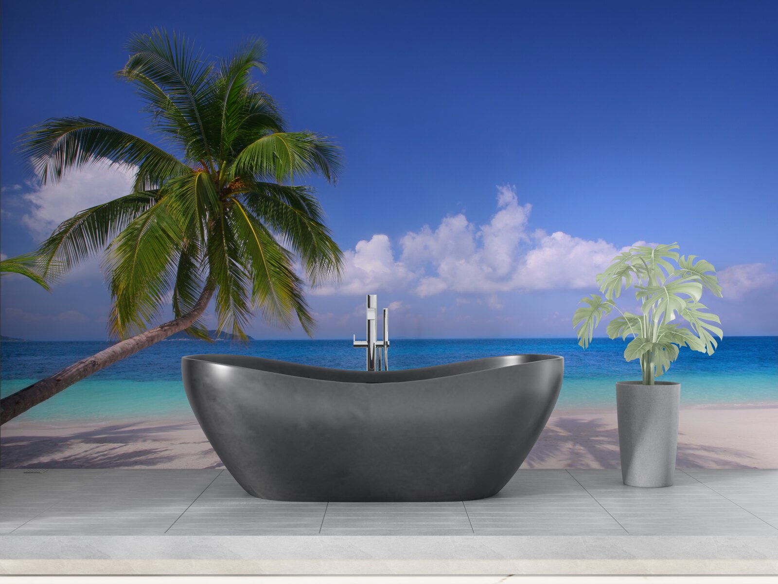 Fototapeta palma na idylickom pobreží