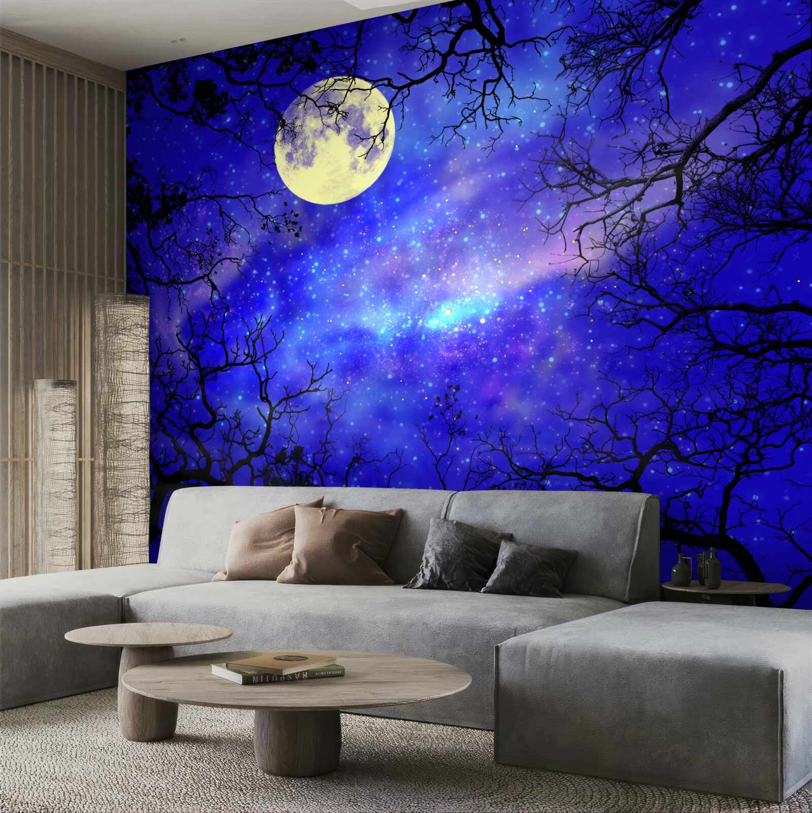 Fototapeta mesačné svetlo osvetľuje v noci hviezdnu oblohu