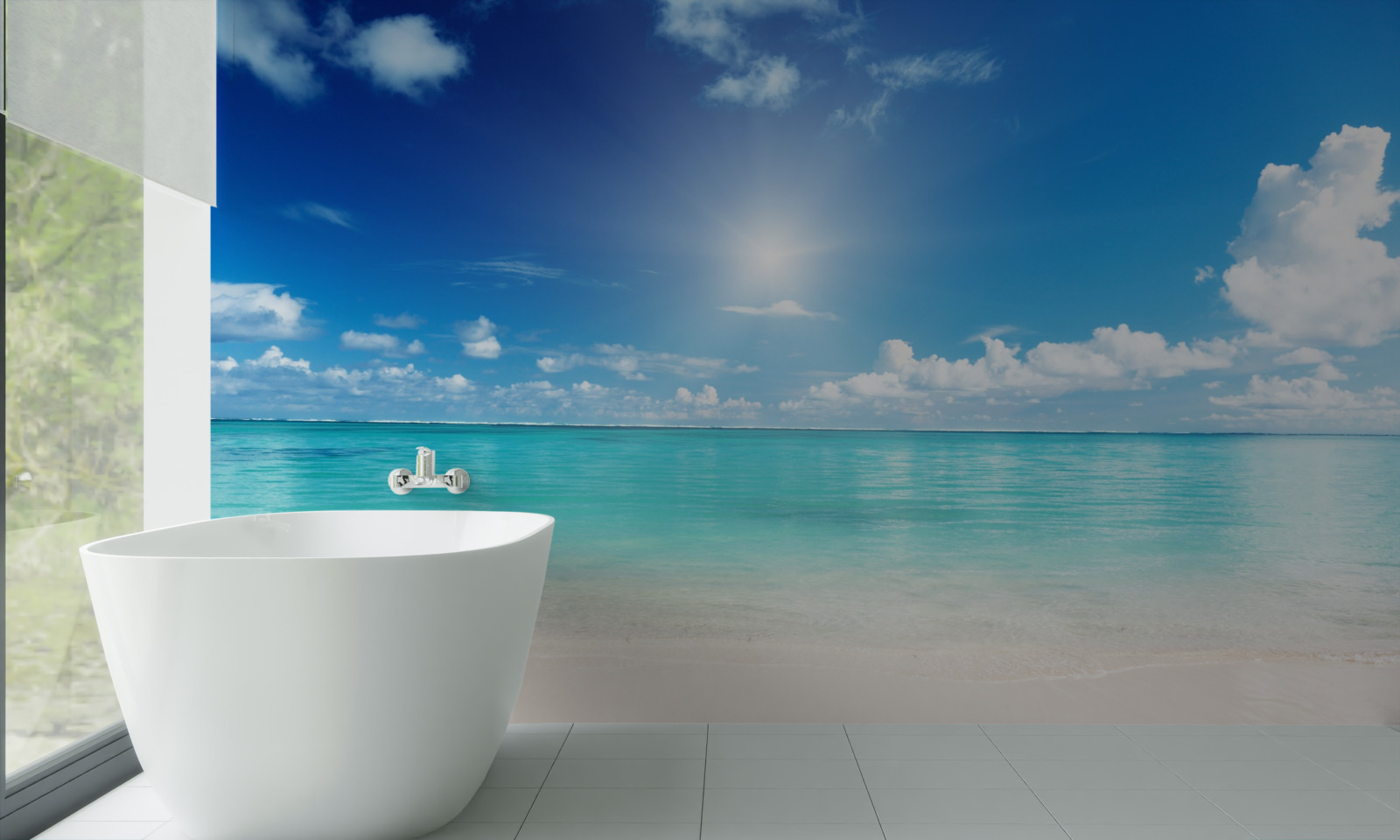 Fototapeta pokojná voda v blízkosti piesočnatého pobrežia