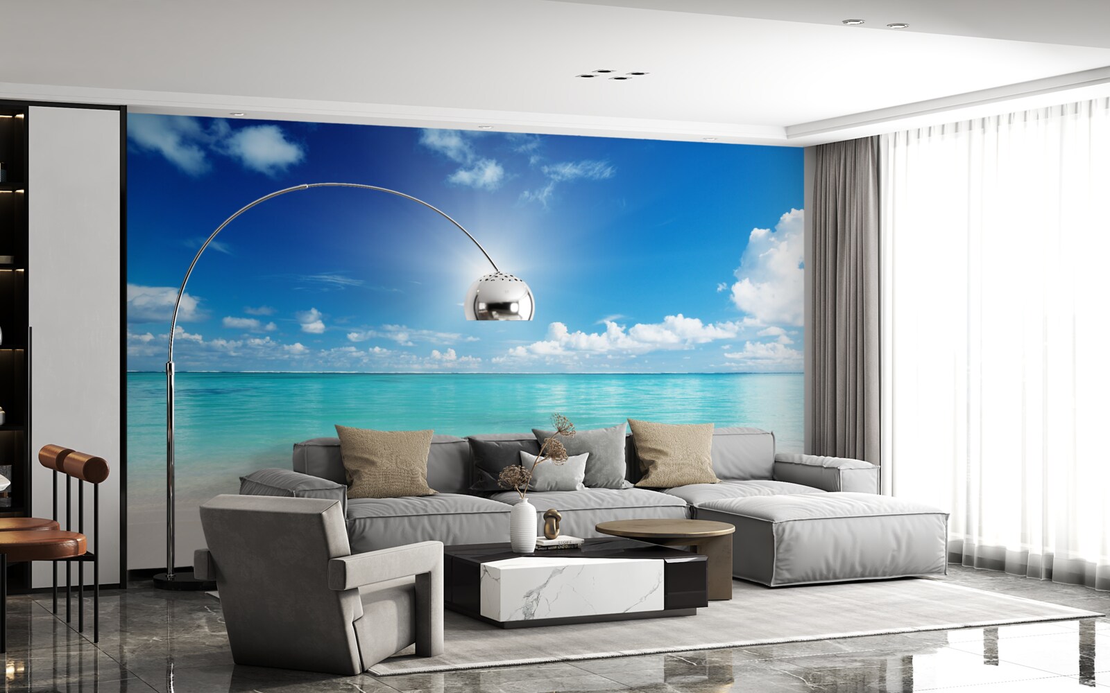 Fototapeta pokojná voda v blízkosti piesočnatého pobrežia