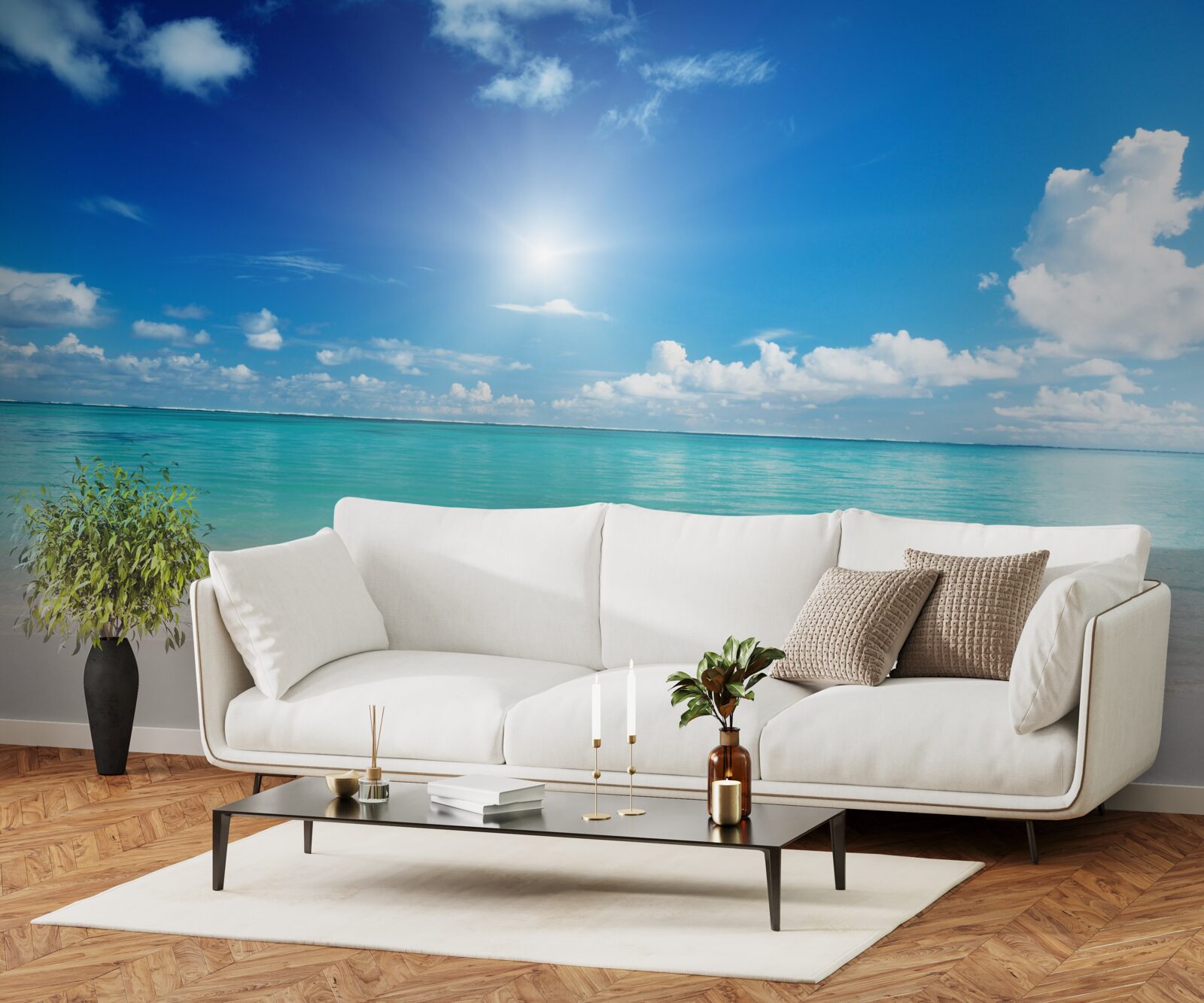 Fototapeta pokojná voda v blízkosti piesočnatého pobrežia