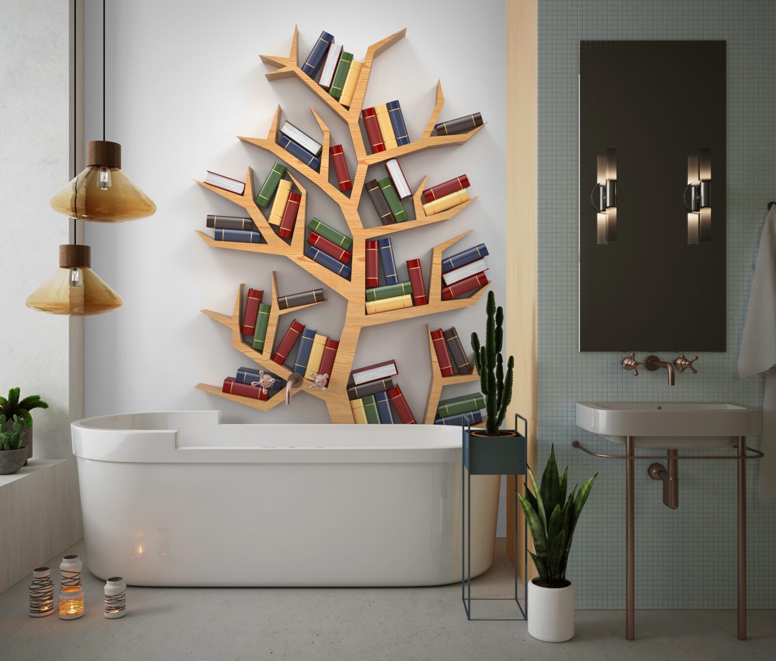 Fototapeta drevená polícia na knihy