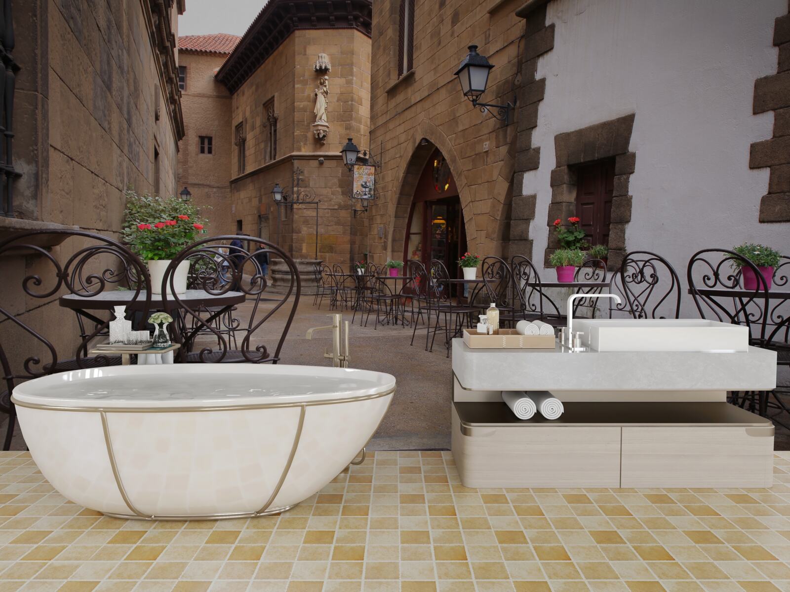 Fototapeta stoly na ulici