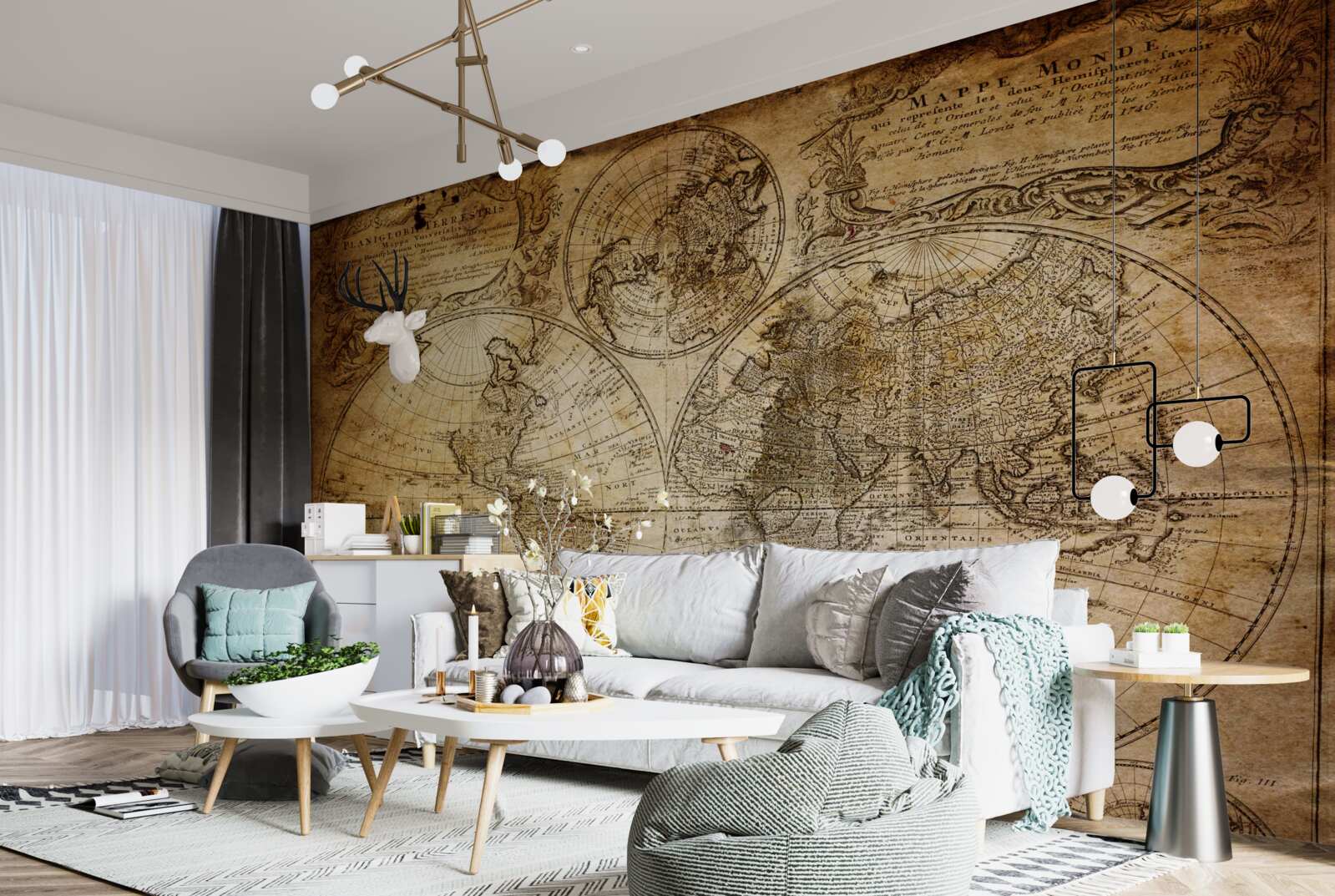 Fototapeta staroveká mapa s kontinentmi astrovmi