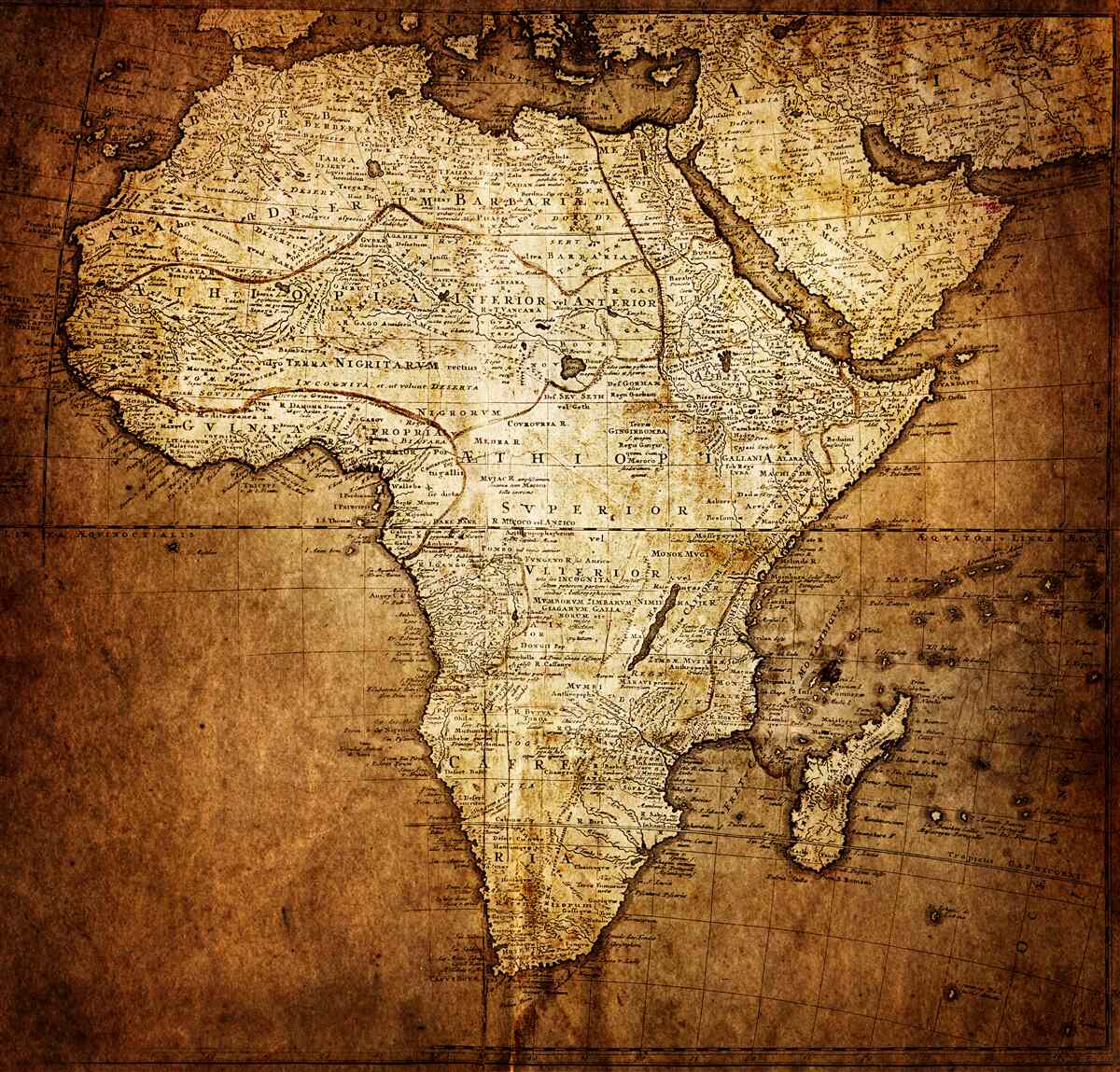 Fototapeta veľká veľkosť Afriky na mape