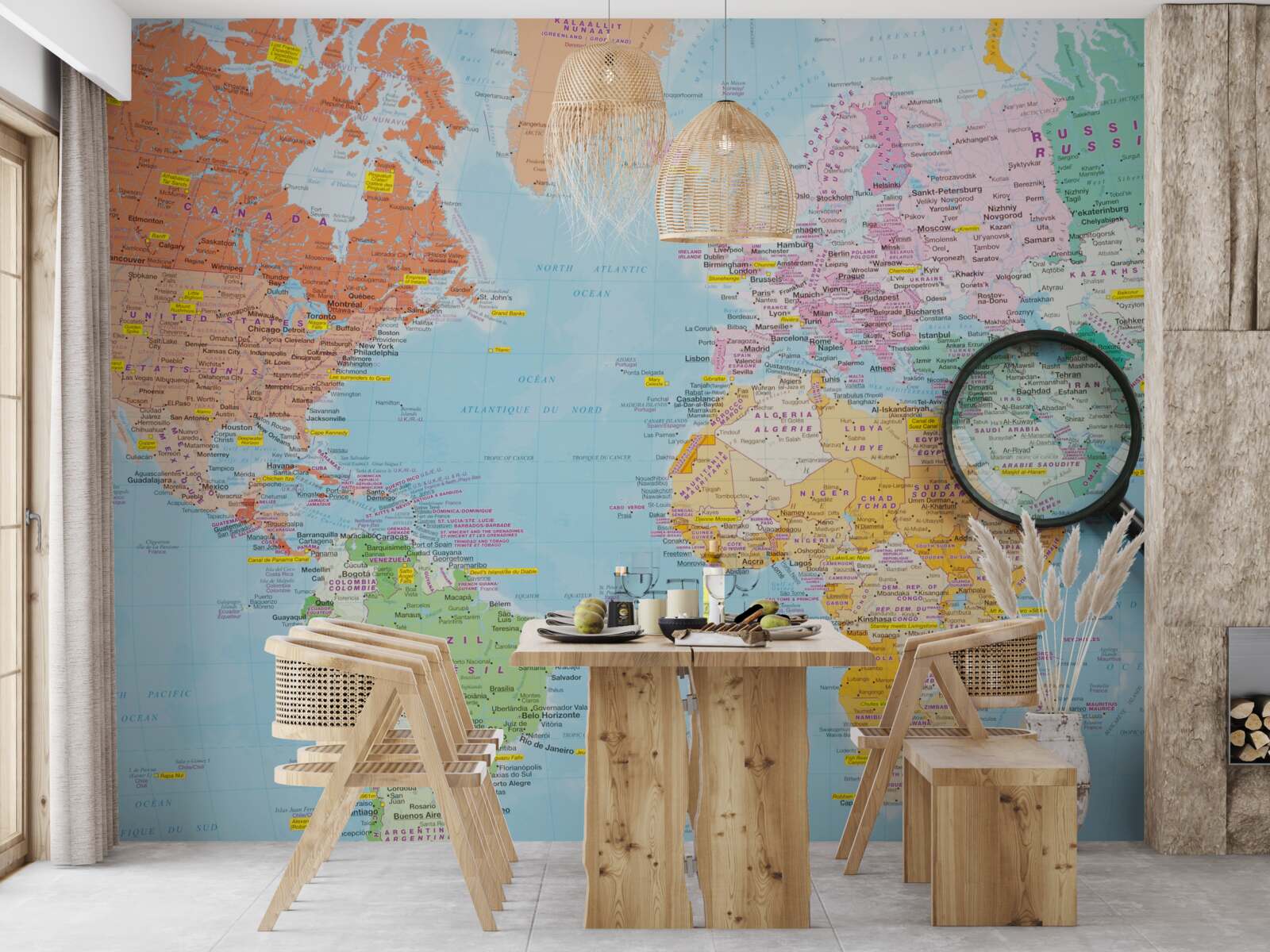 Fototapeta zväčšovacie sklo na farebnej mape sv