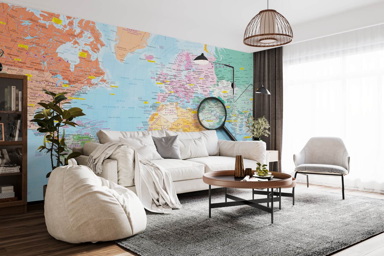 Fototapeta zväčšovacie sklo na farebnej mape sv