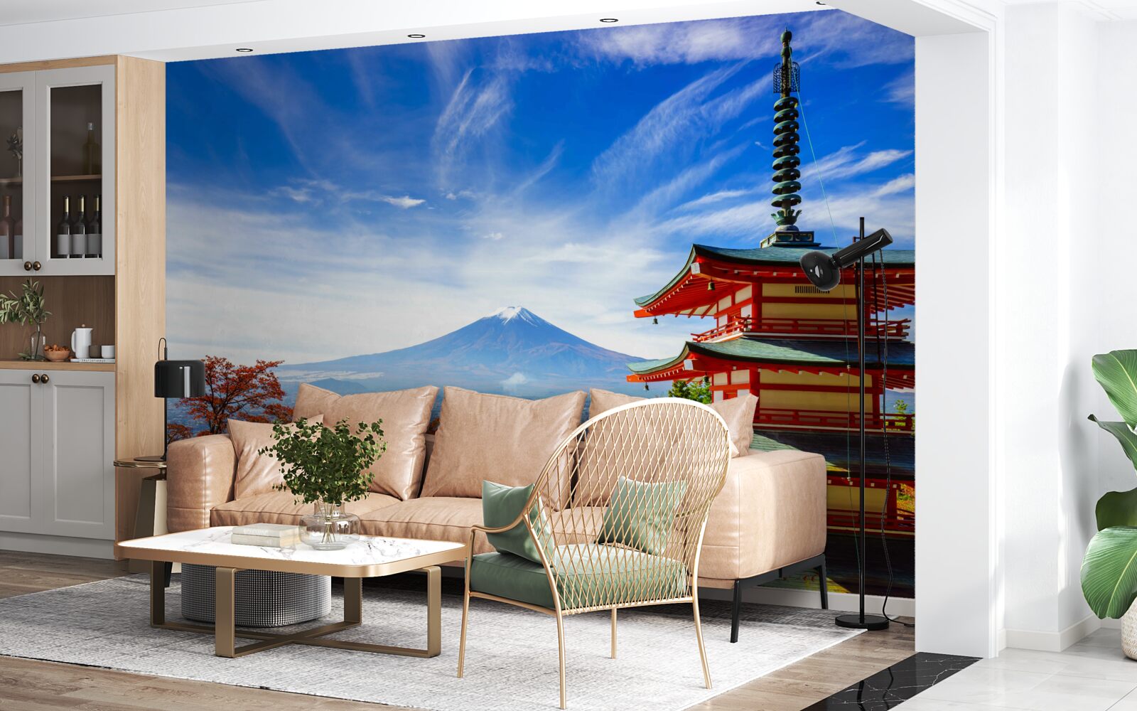 Fototapeta vidiecky dom s horou Fuji v Pozadí