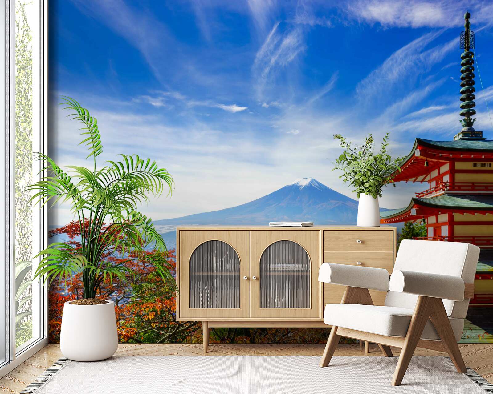 Fototapeta vidiecky dom s horou Fuji v Pozadí