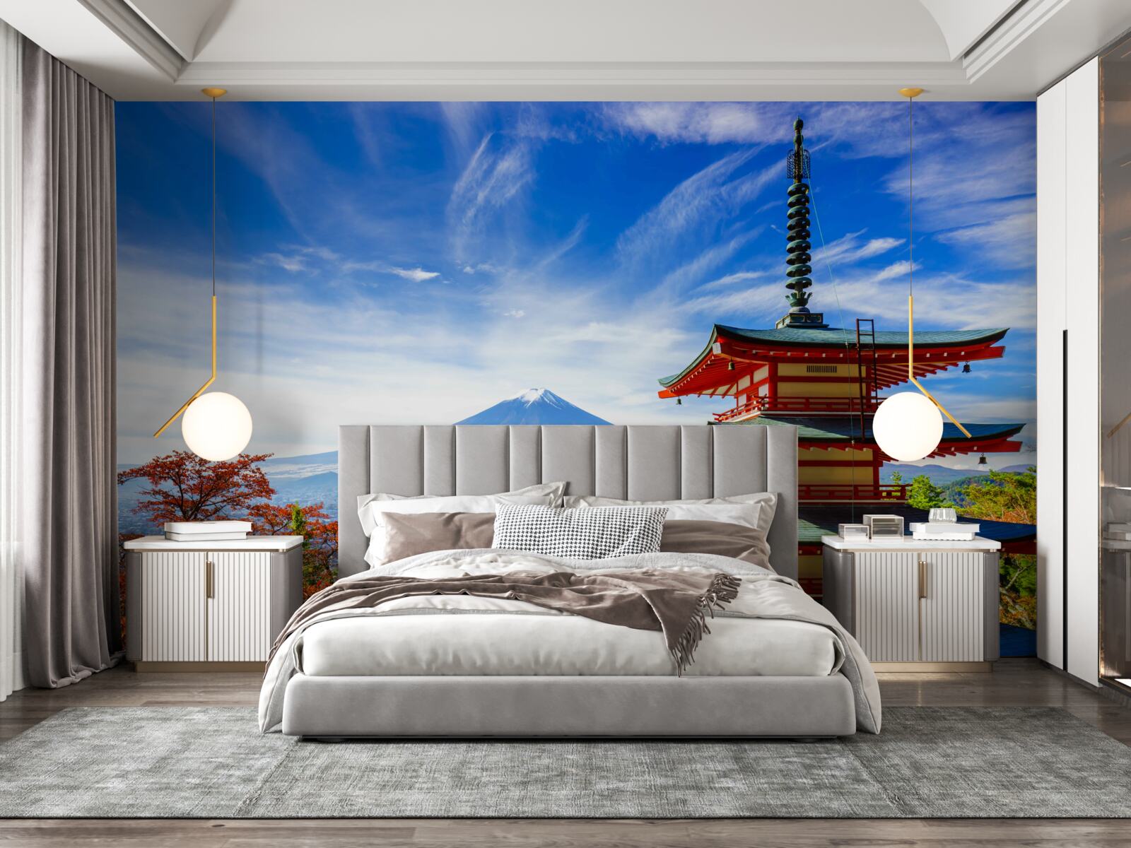 Fototapeta vidiecky dom s horou Fuji v Pozadí