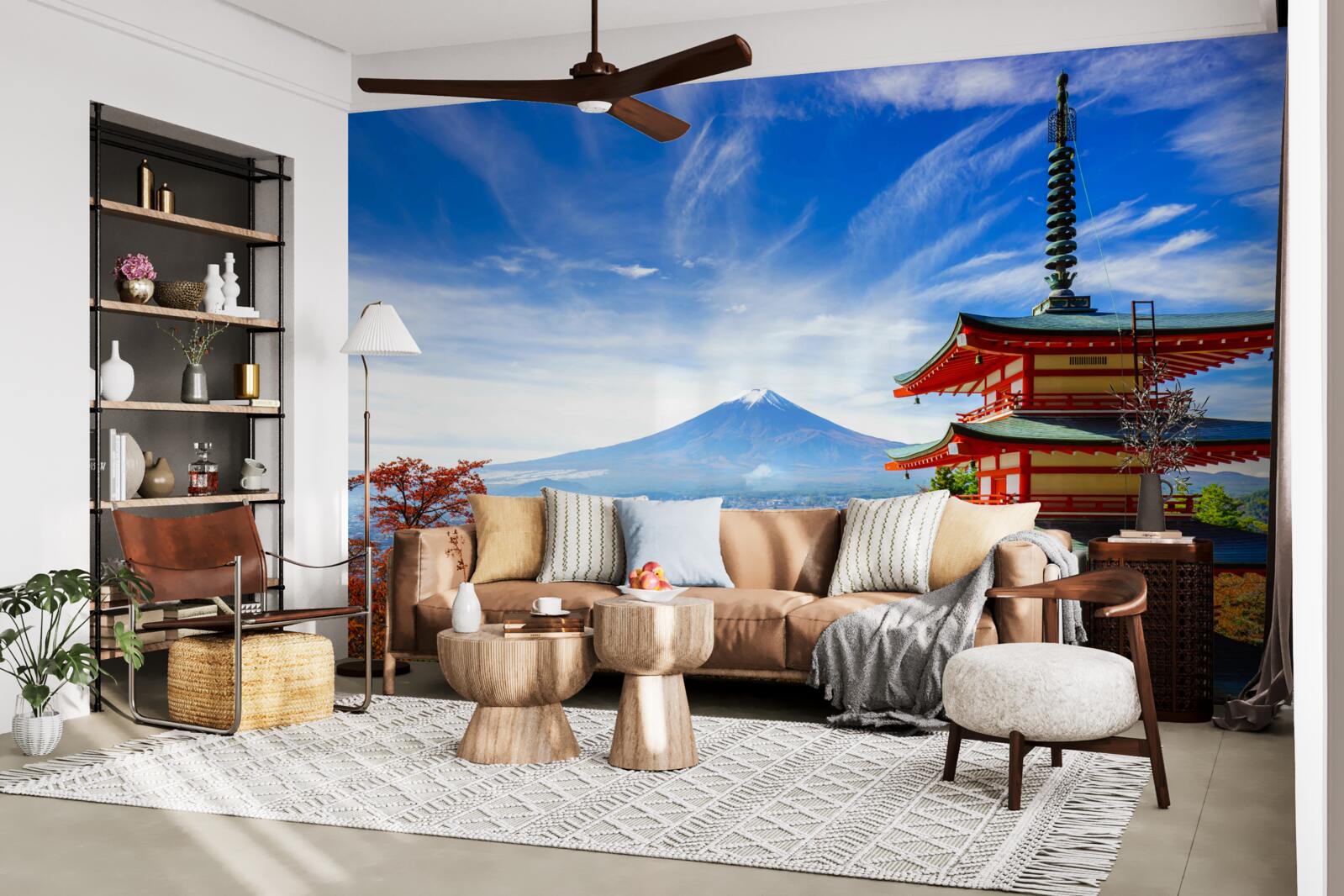 Fototapeta vidiecky dom s horou Fuji v Pozadí