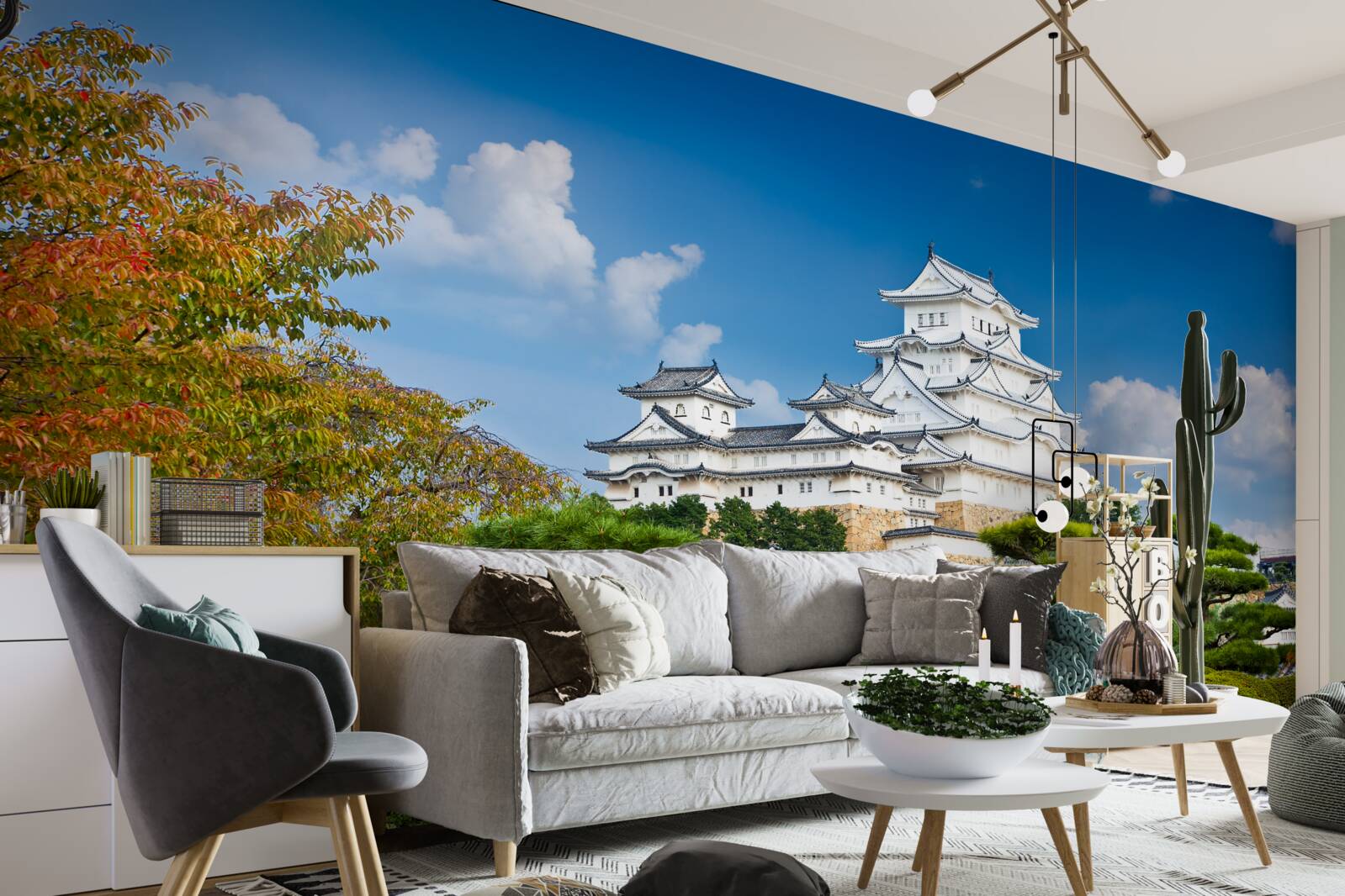 Fototapeta Japonský chrám v horách, obklopený zeleňom