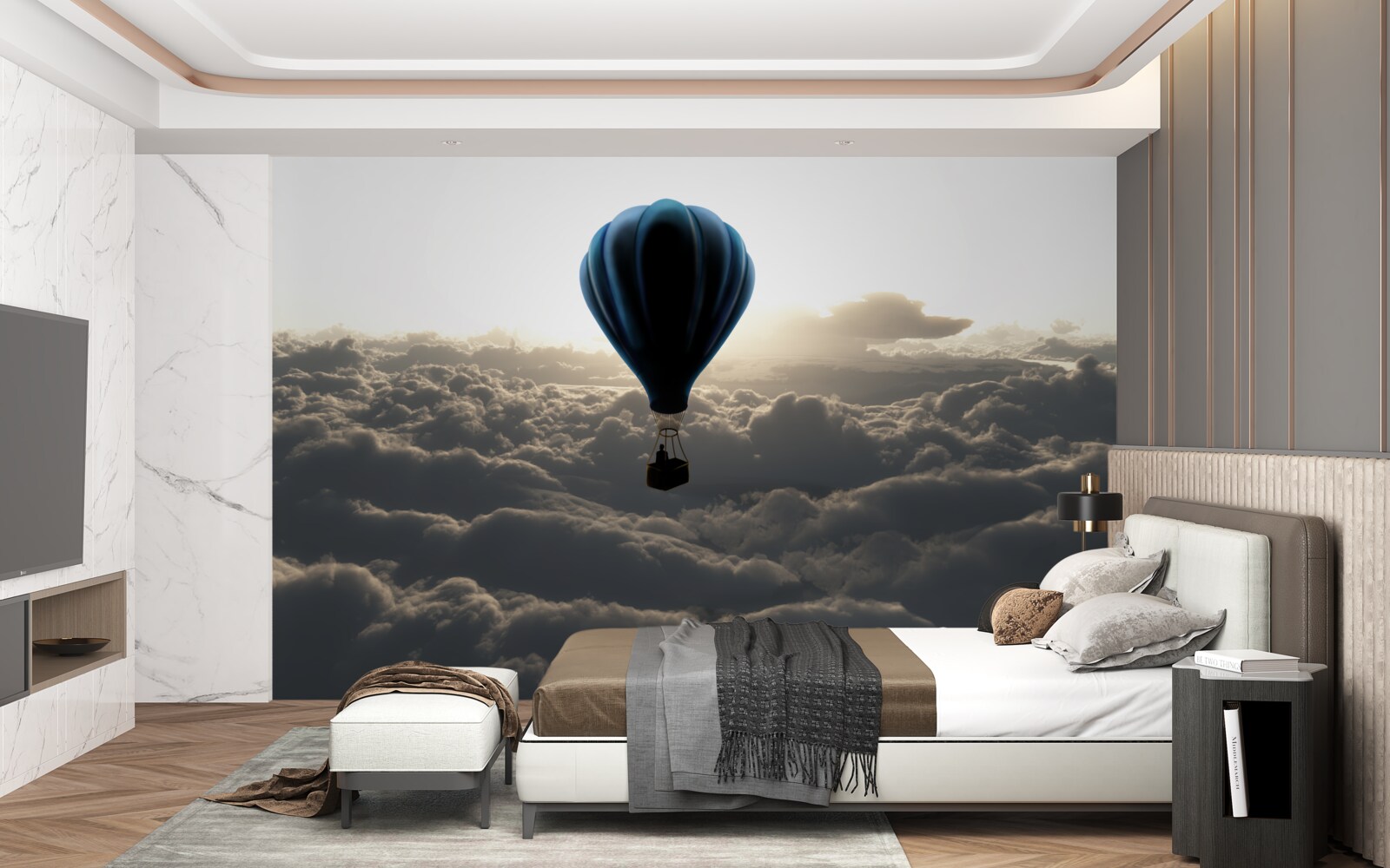 Fototapeta lopta sa vznáša vysoko nad husté mraky