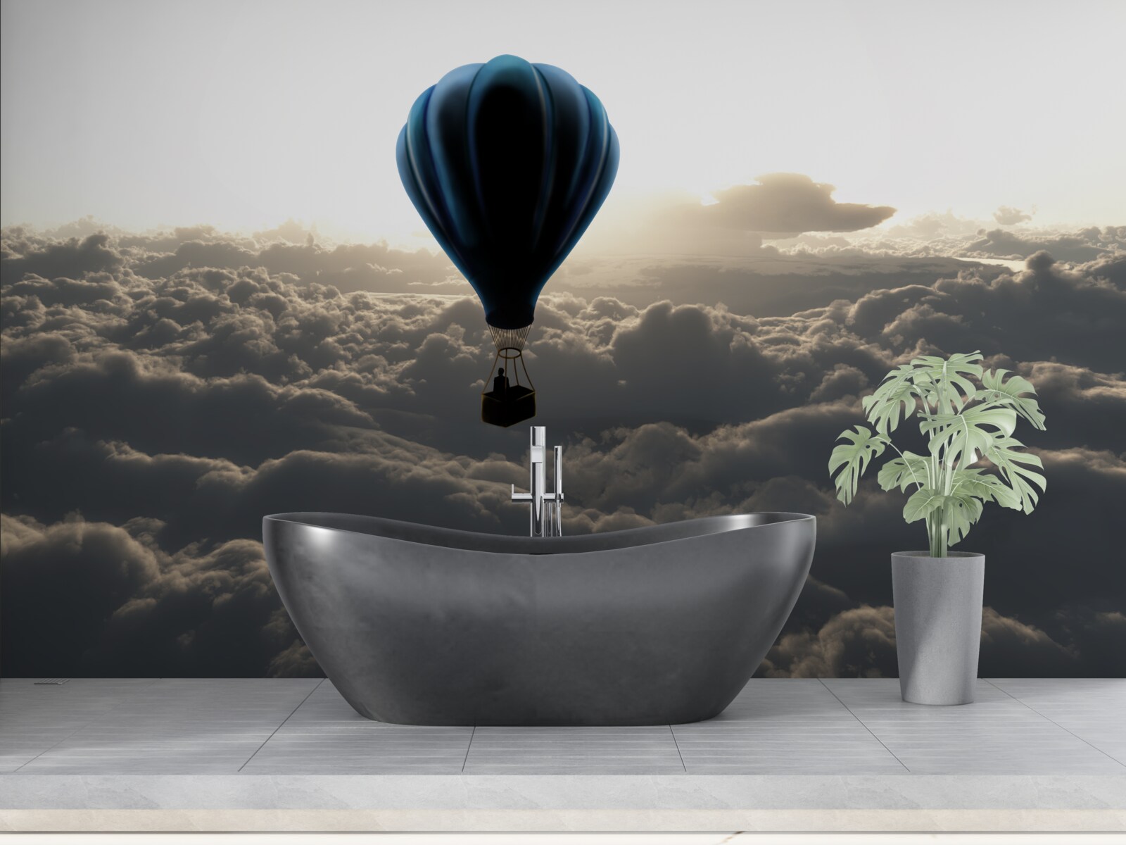 Fototapeta lopta sa vznáša vysoko nad husté mraky