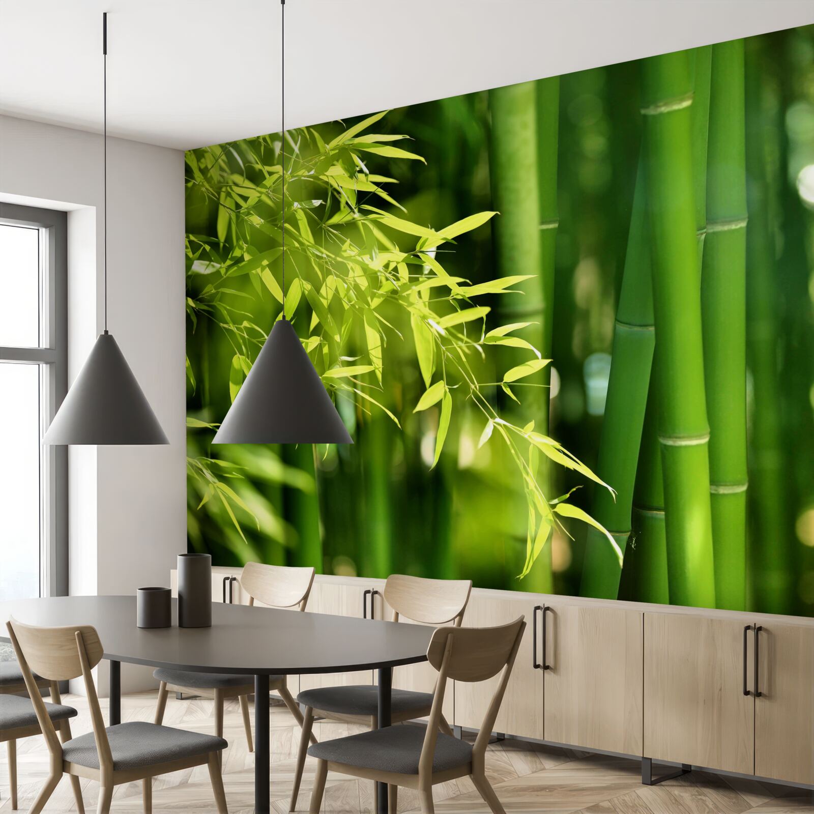 Fototapeta zelené výhonky mladého bambusu