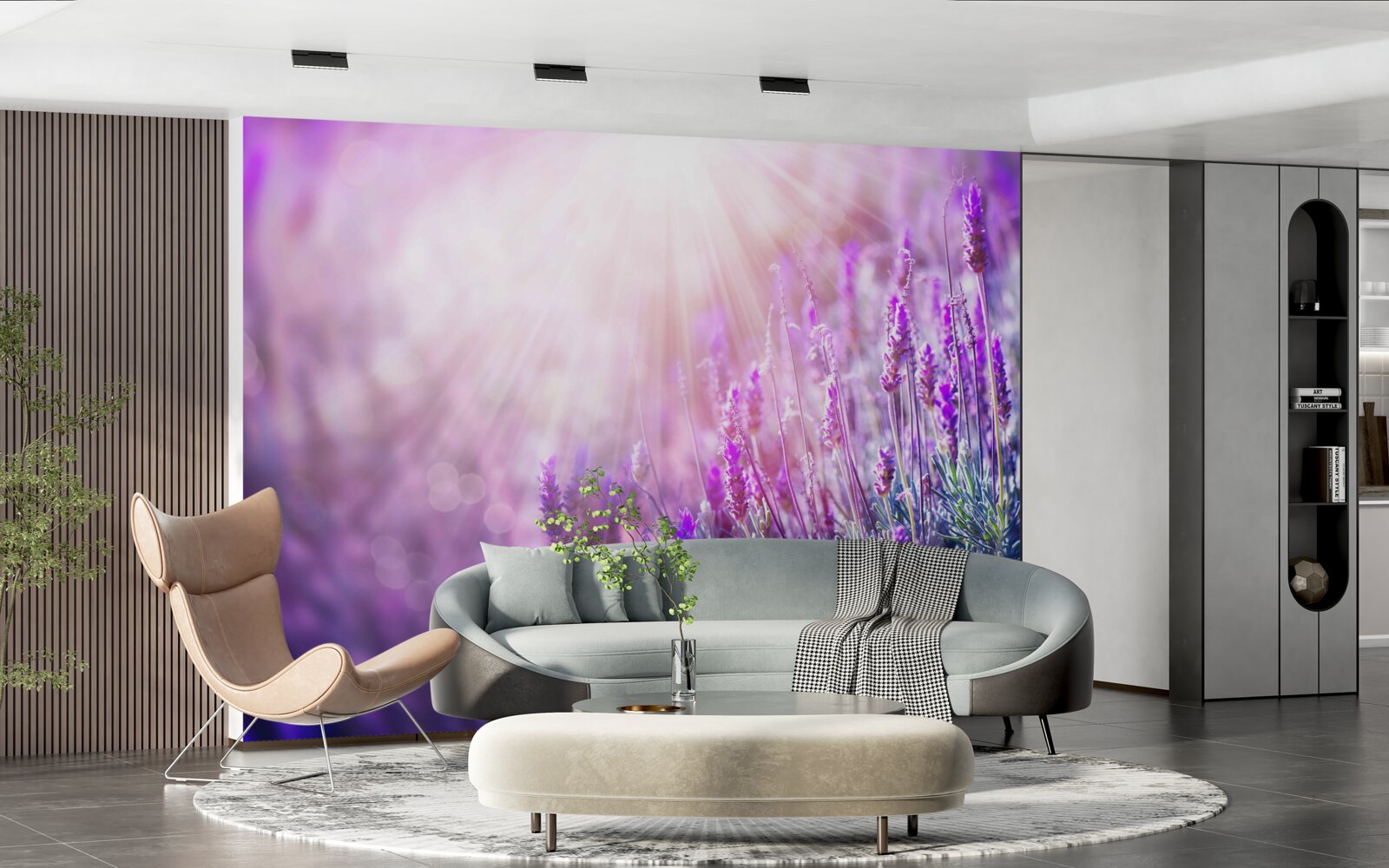 Fototapeta slnečné lúče osvetľujú levanduľové kríky