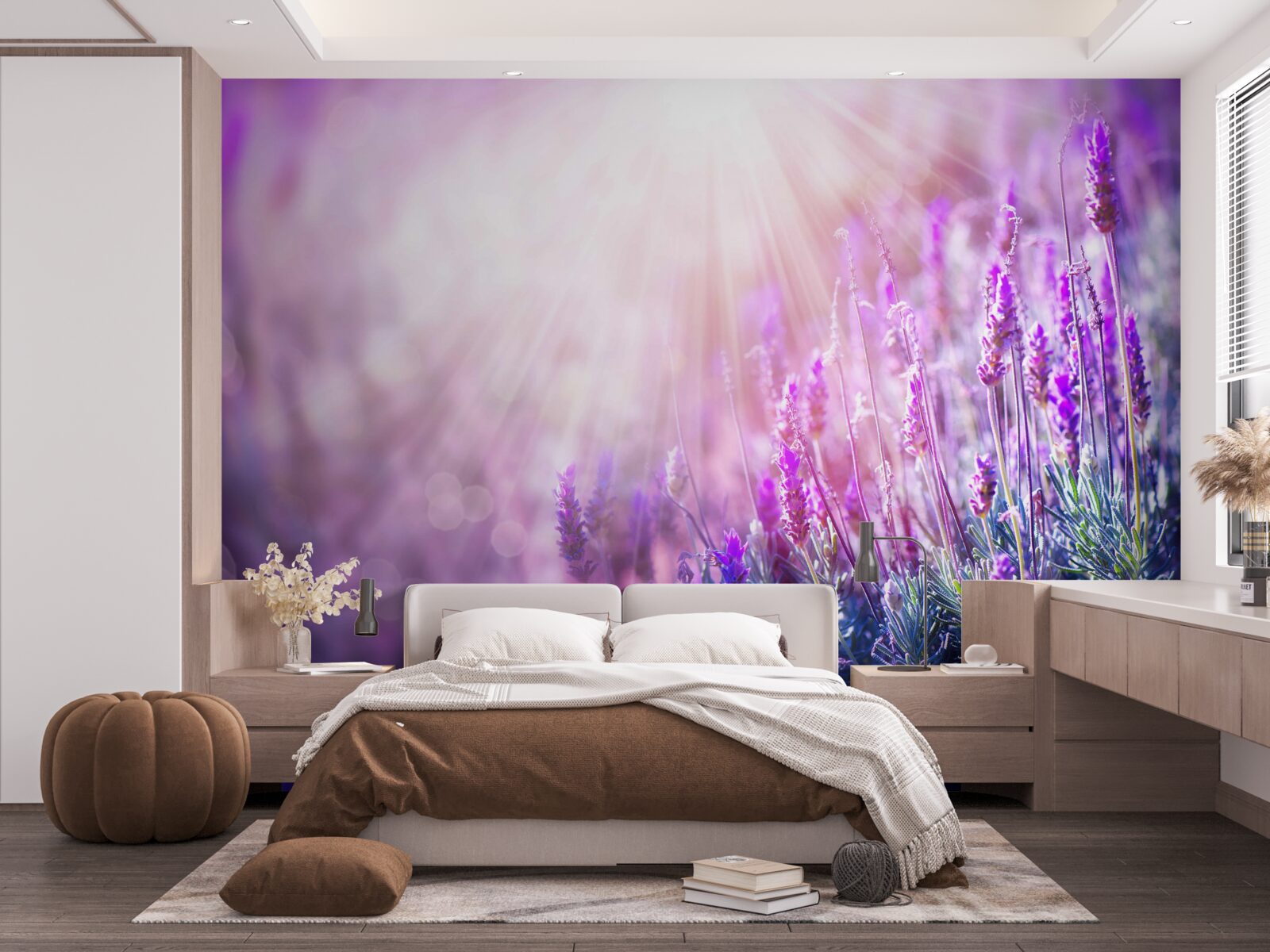 Fototapeta slnečné lúče osvetľujú levanduľové kríky