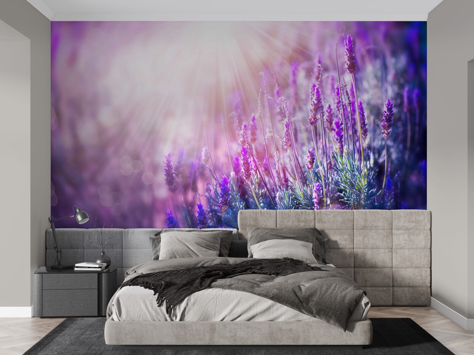 Fototapeta slnečné lúče osvetľujú levanduľové kríky