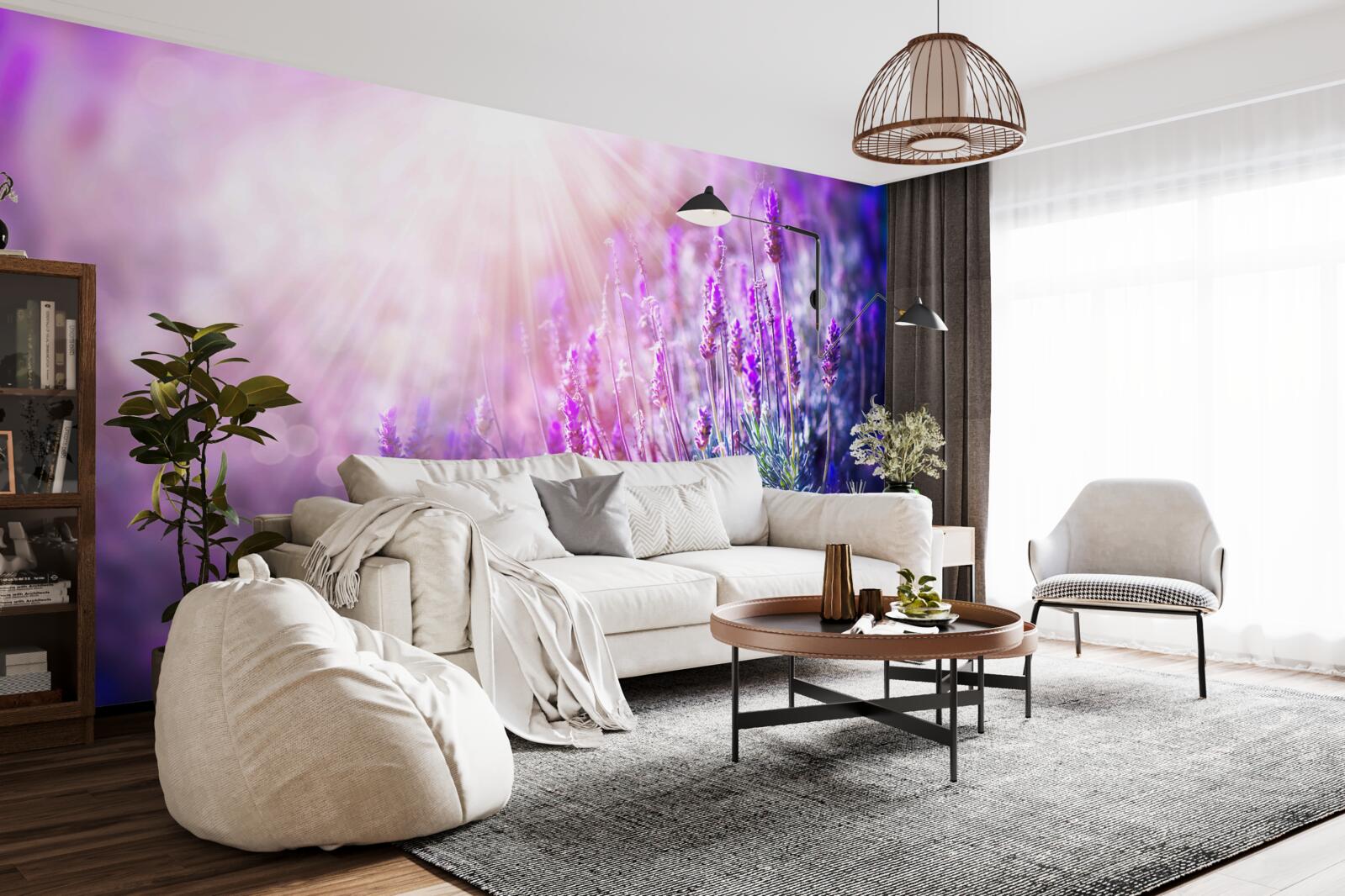 Fototapeta slnečné lúče osvetľujú levanduľové kríky