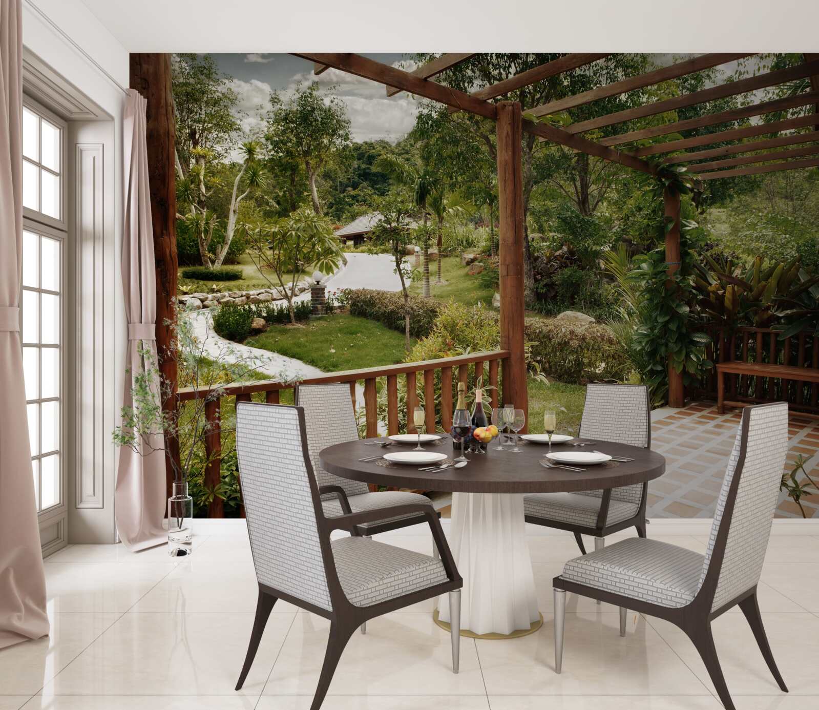 Fototapeta terasa je pohodlná a prístupom k zziekierku