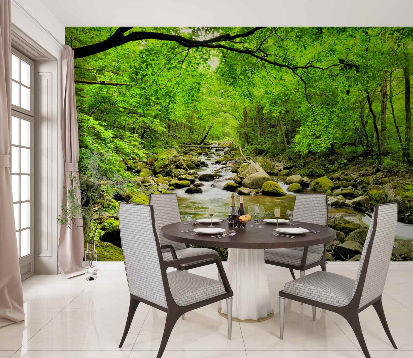 Fototapeta pokojný potok, medzi lesnou húštinou