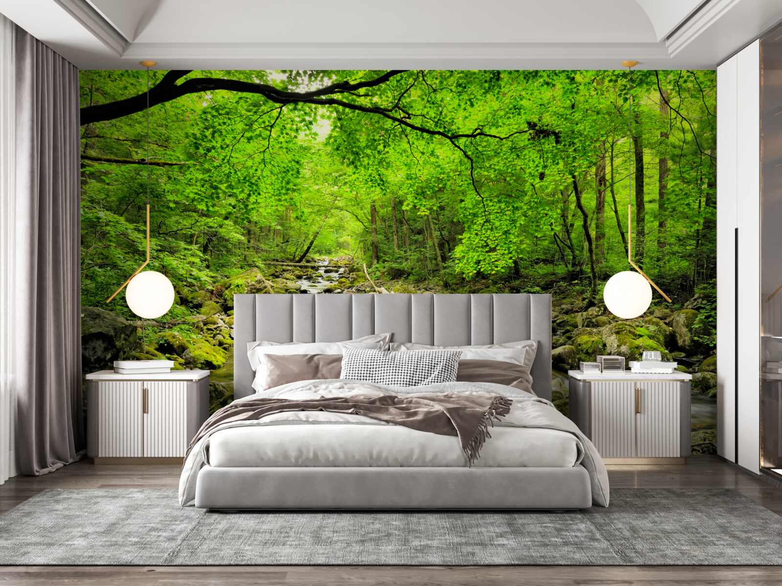 Fototapeta pokojný potok, medzi lesnou húštinou