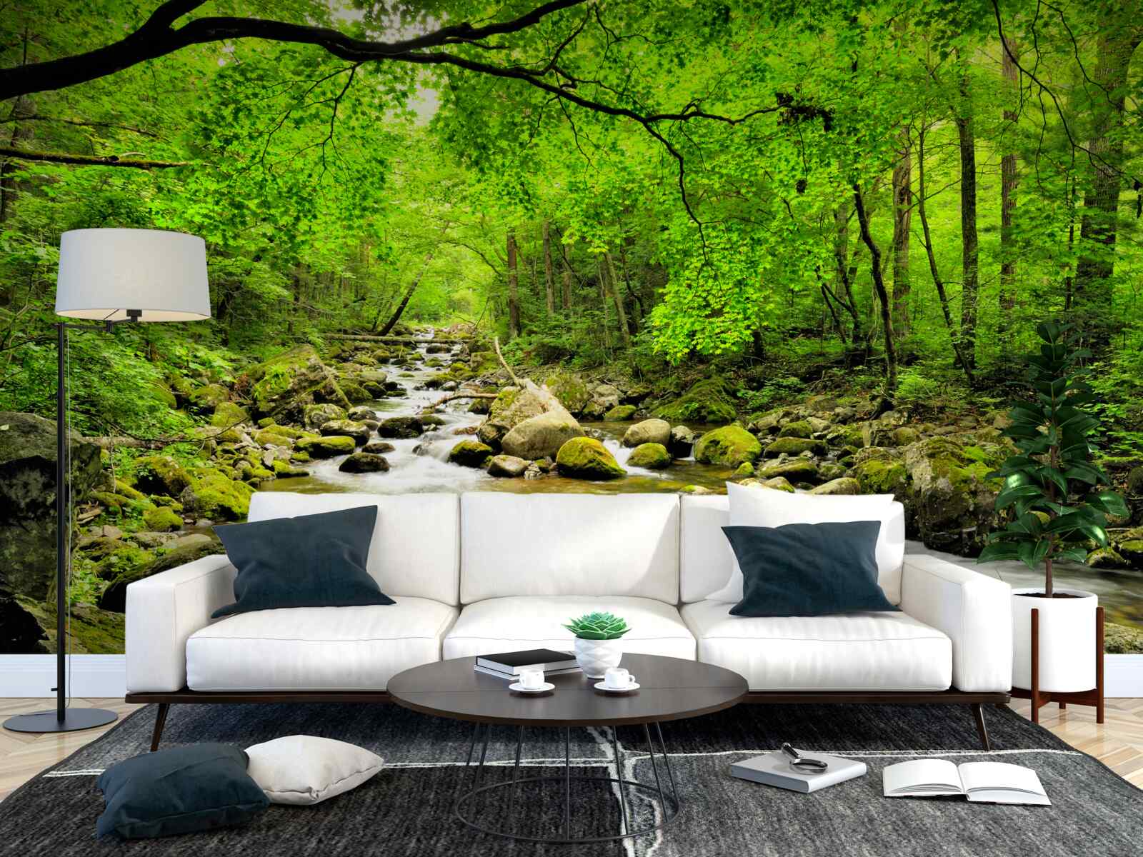 Fototapeta pokojný potok, medzi lesnou húštinou