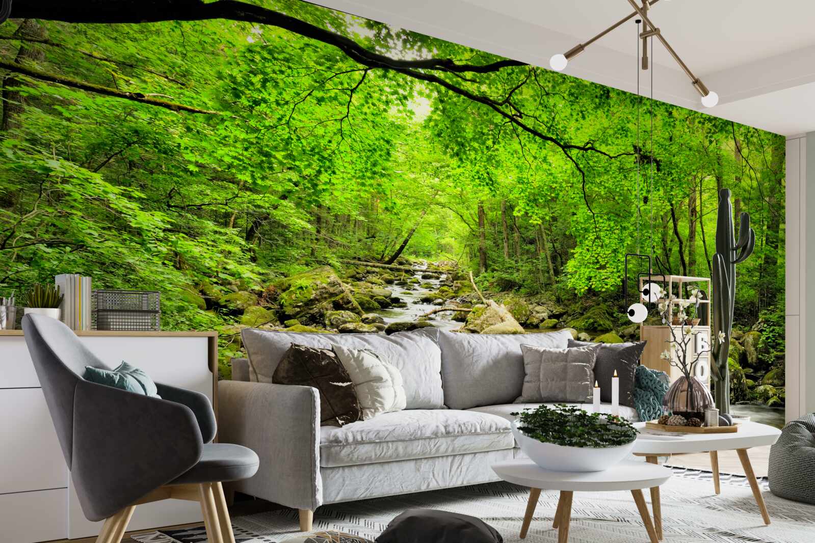 Fototapeta pokojný potok, medzi lesnou húštinou