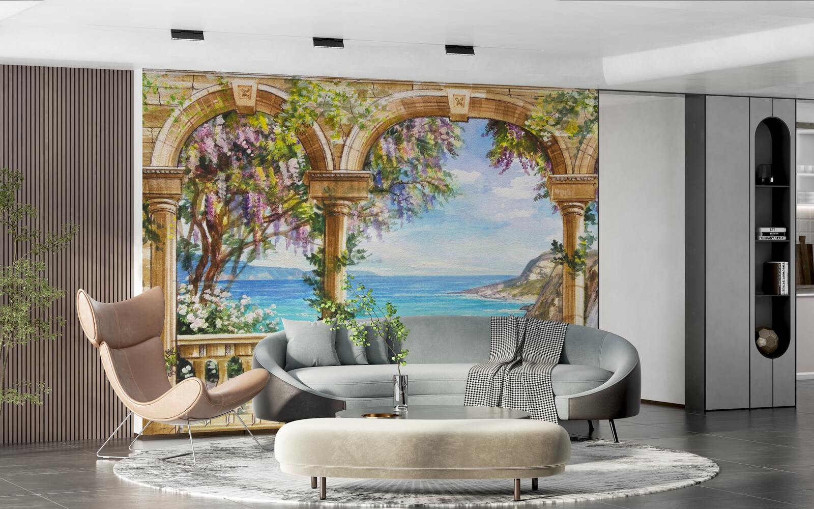 Fototapeta kamenná klenba vedúca k vodopádu a vodnej hladine