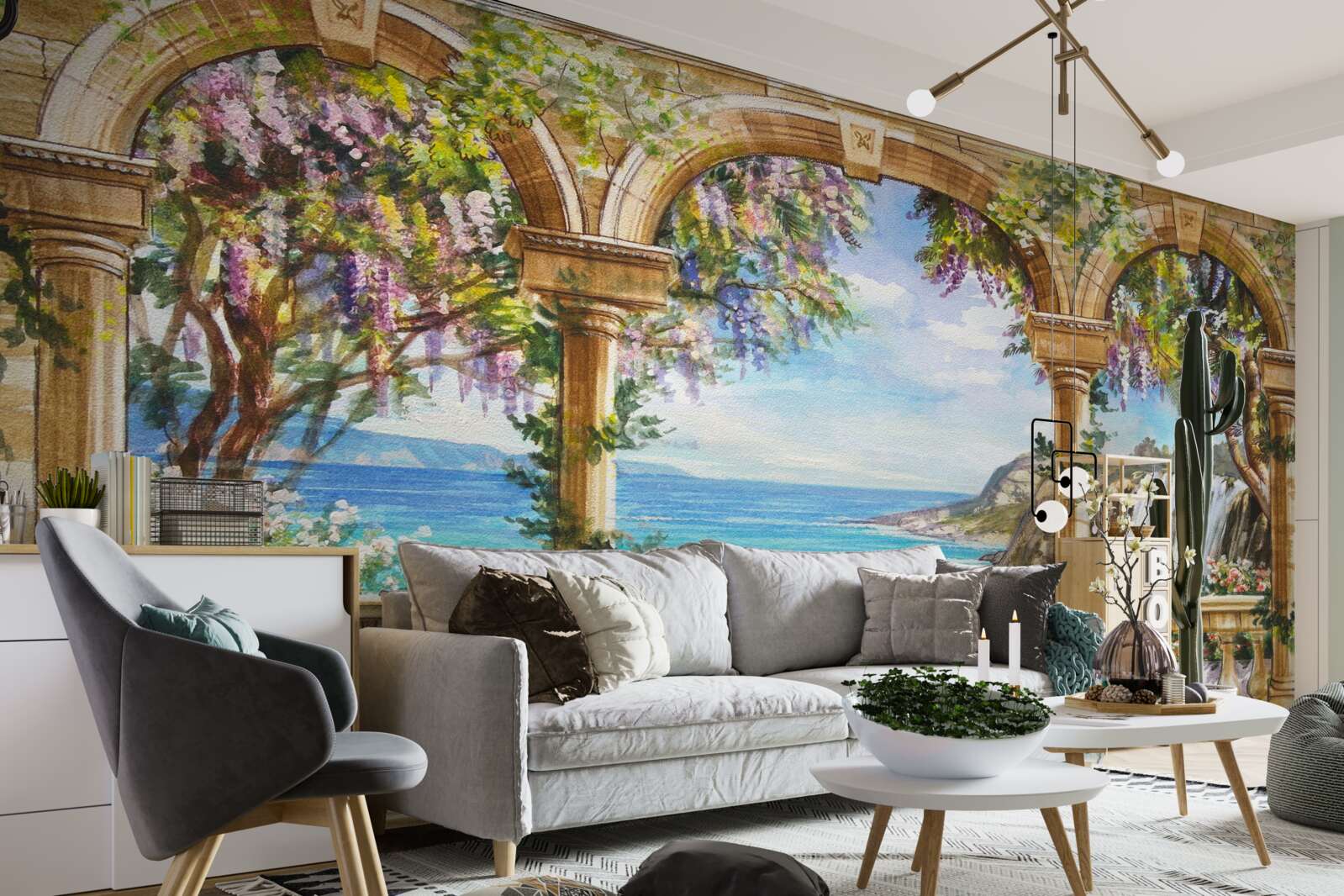 Fototapeta kamenná klenba vedúca k vodopádu a vodnej hladine