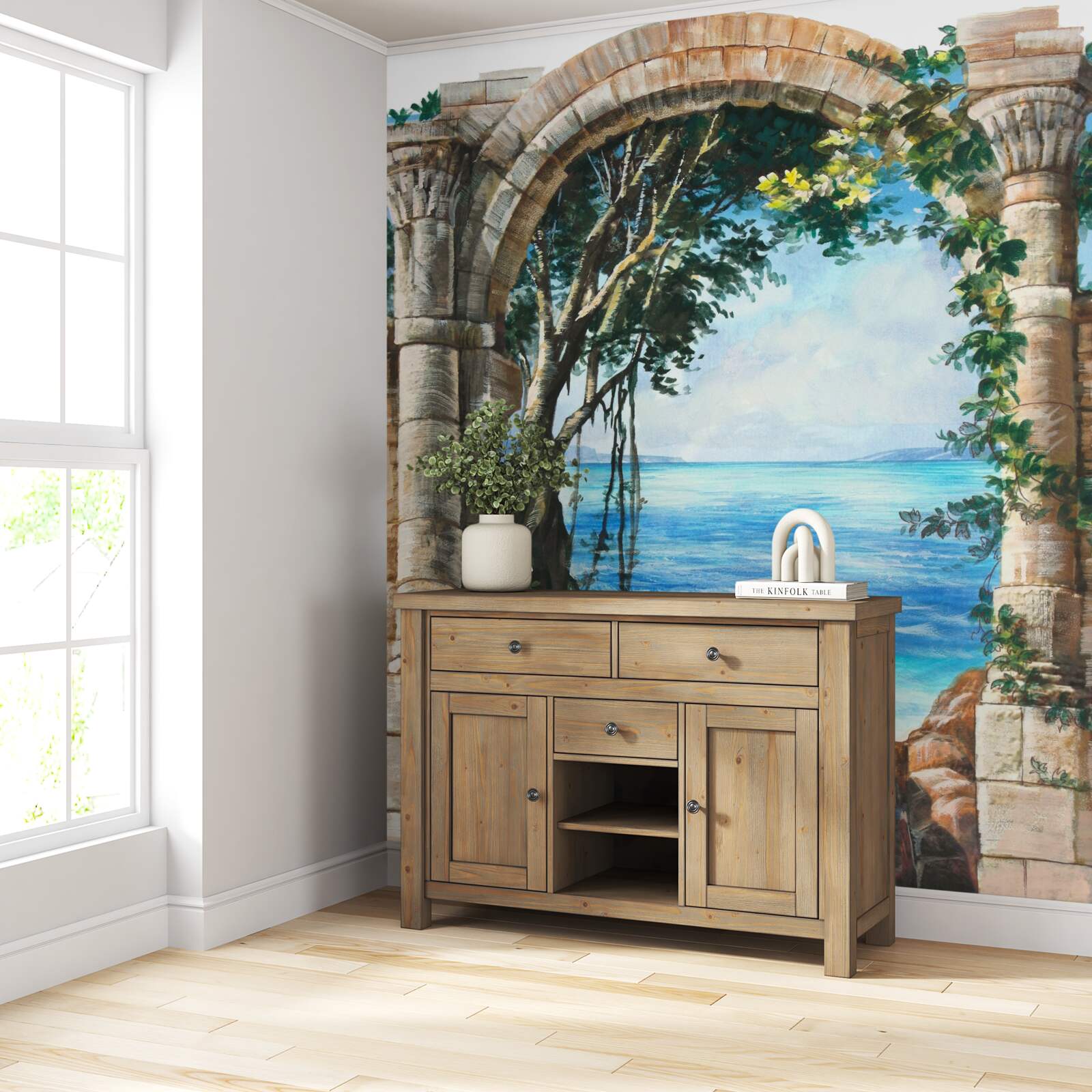 Fototapeta Okrúhly kamenný oblúk s výhľadom na more