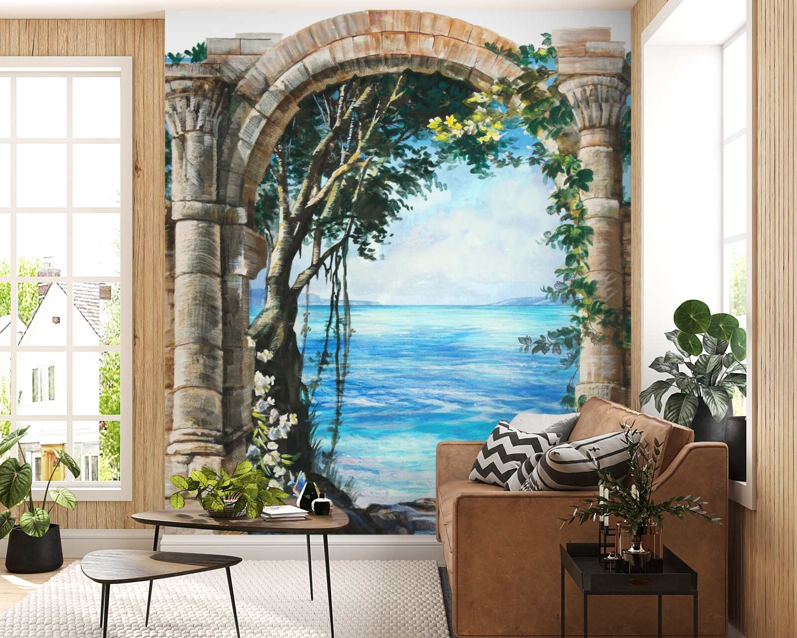 Fototapeta Okrúhly kamenný oblúk s výhľadom na more