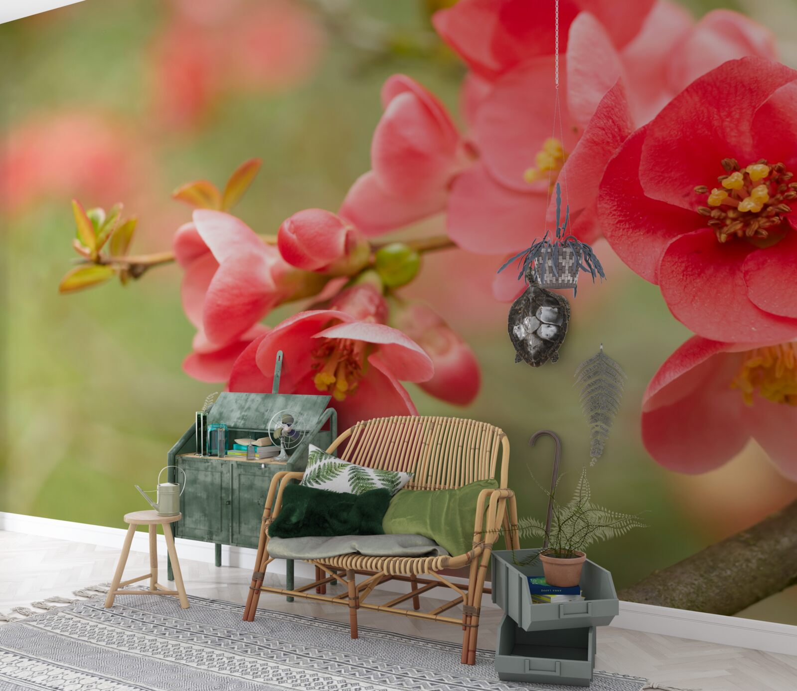 Fototapeta šarlátové kvety na strmých