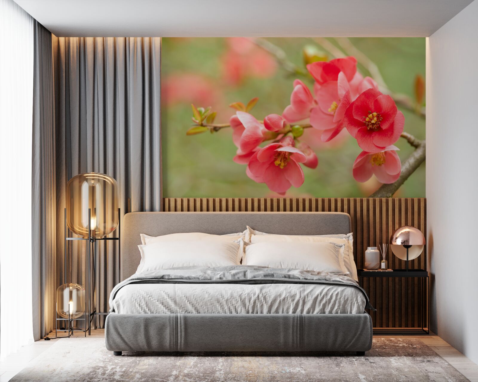 Fototapeta šarlátové kvety na strmých